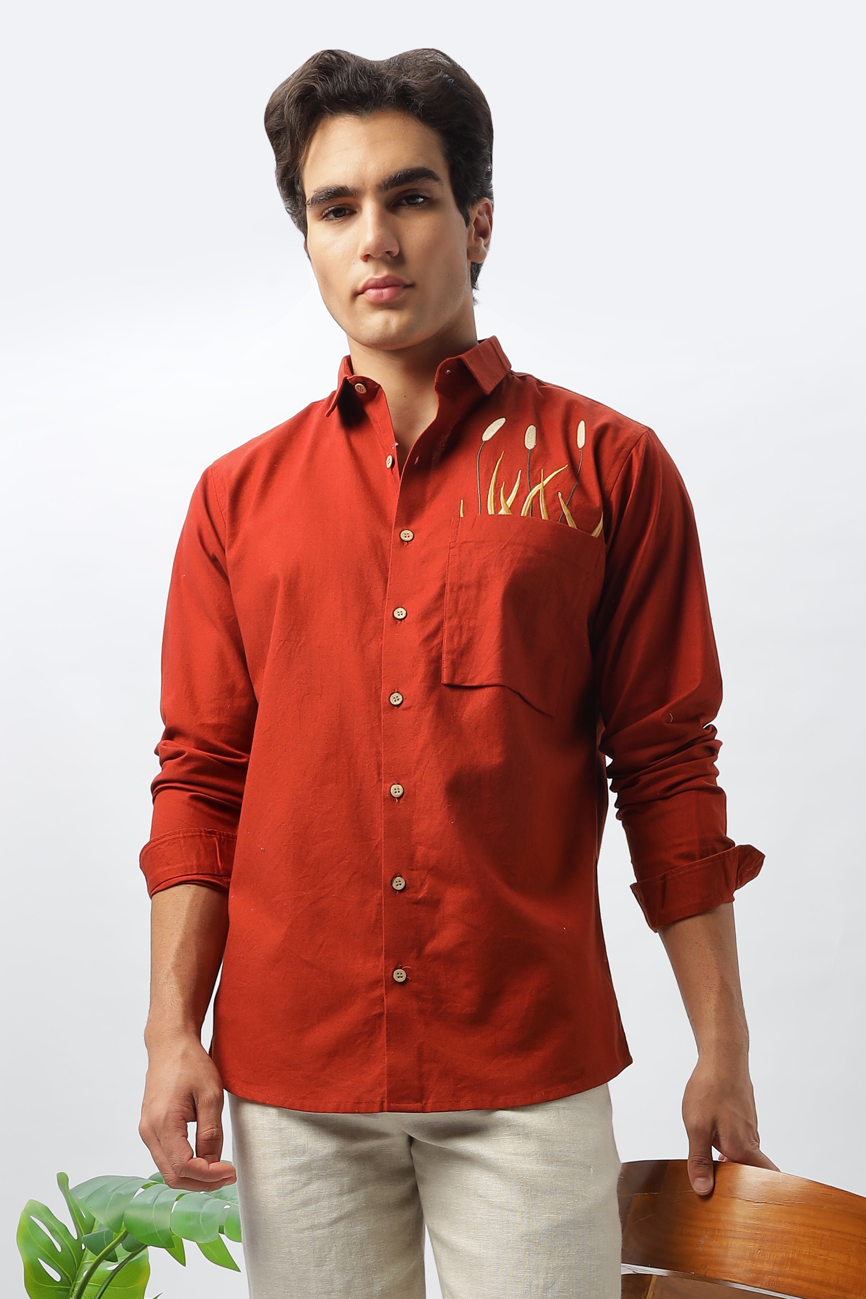 Seville Rust Embroidered Shirt