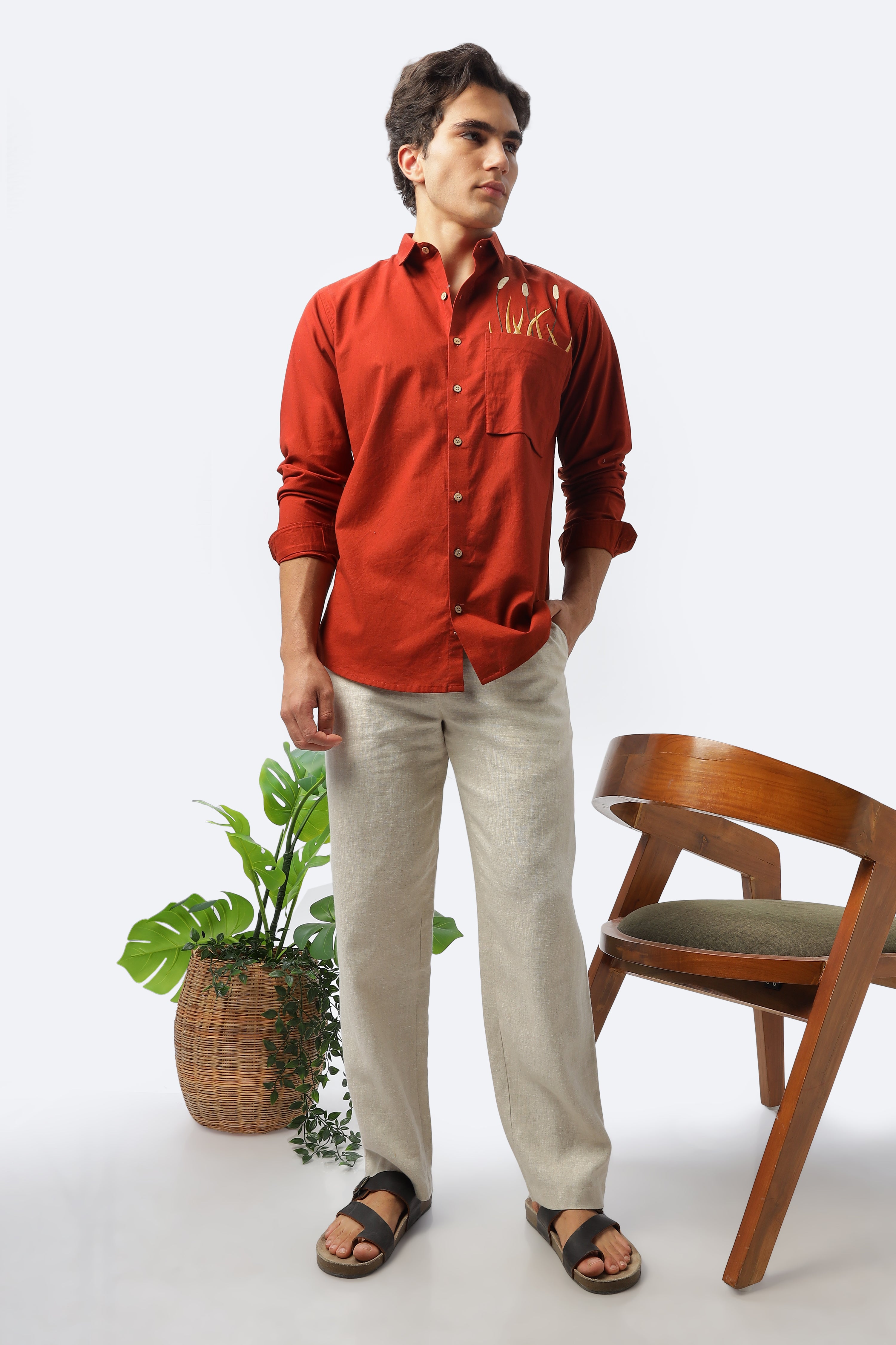 Seville Rust Embroidered Shirt