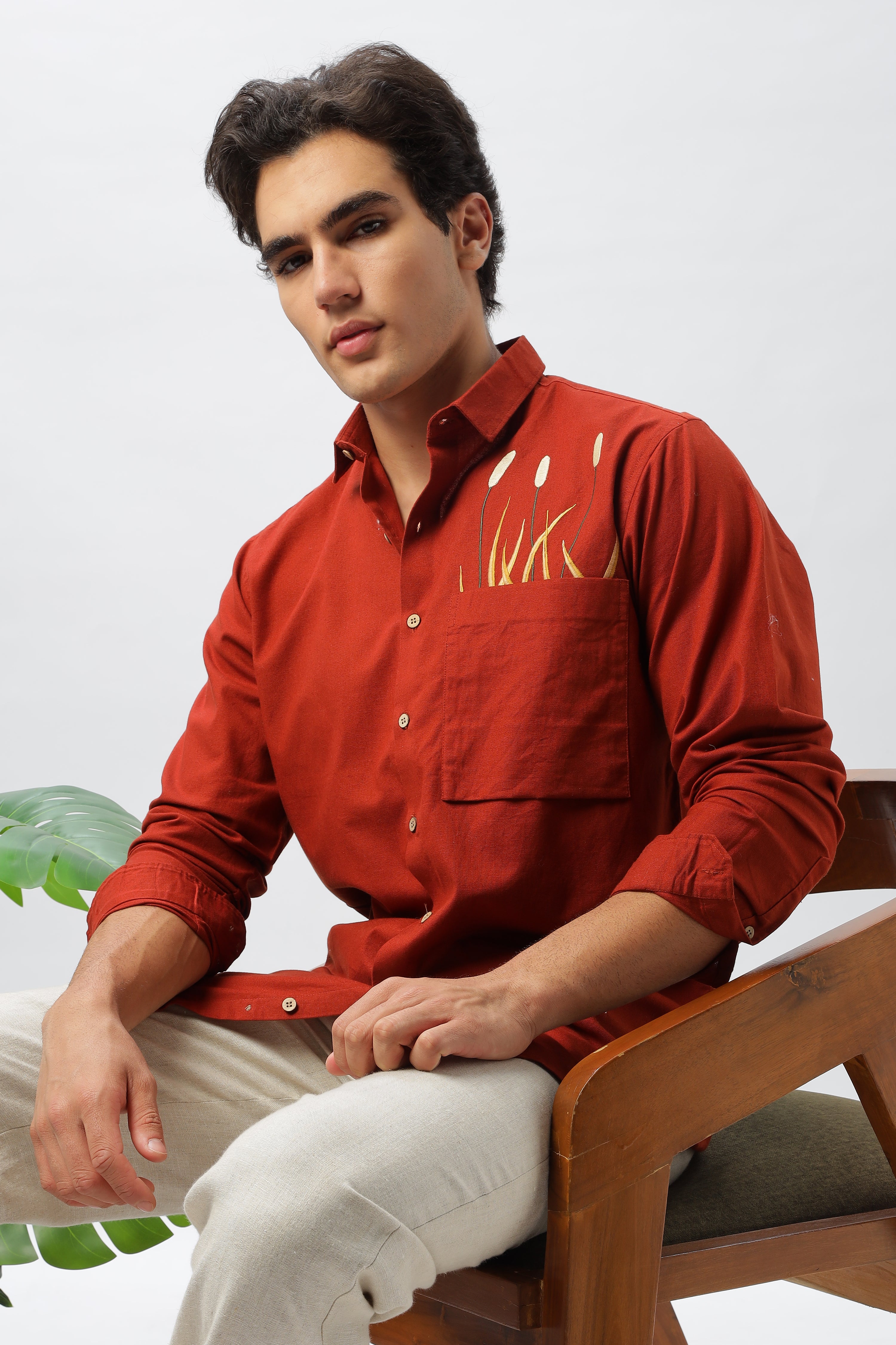 Seville Rust Embroidered Shirt