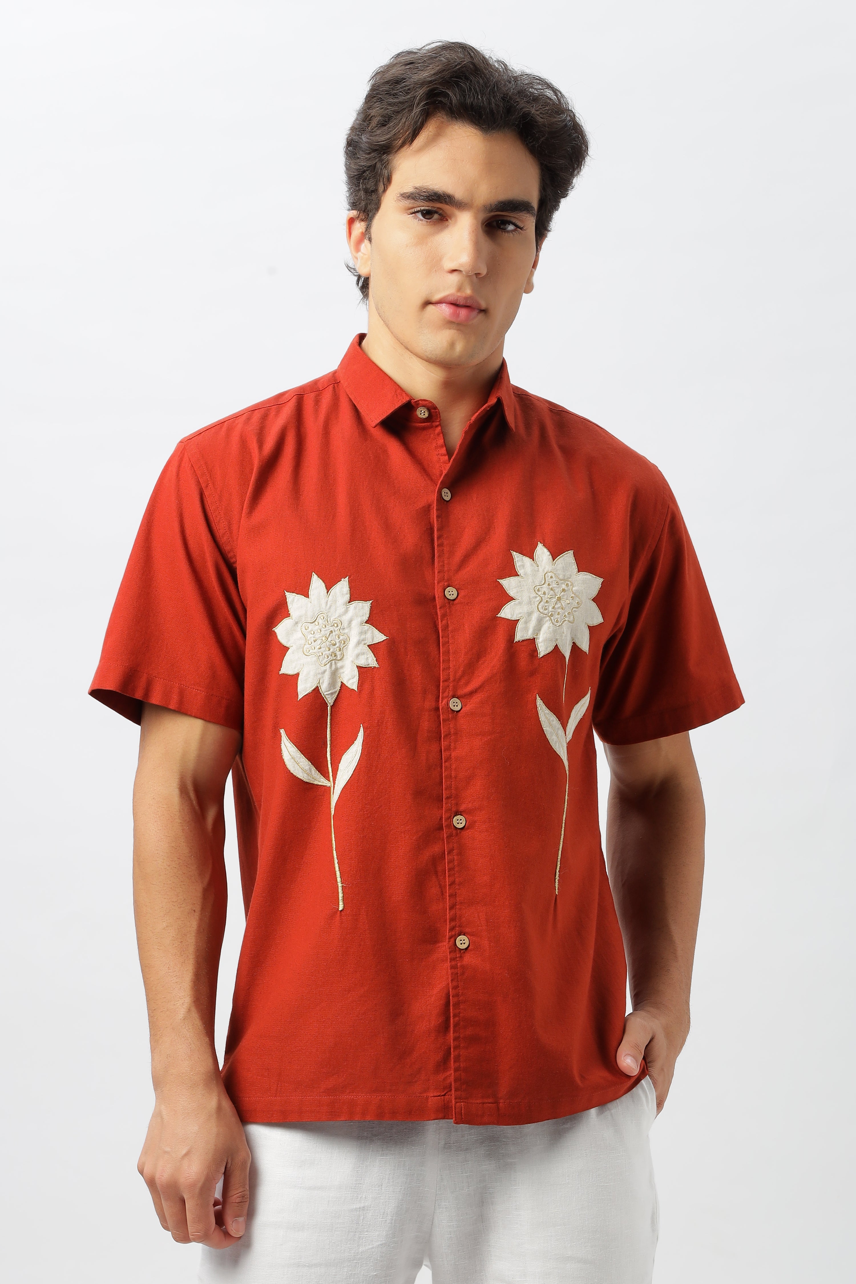 Blossoms of Solar Floral Embroidered Shirt