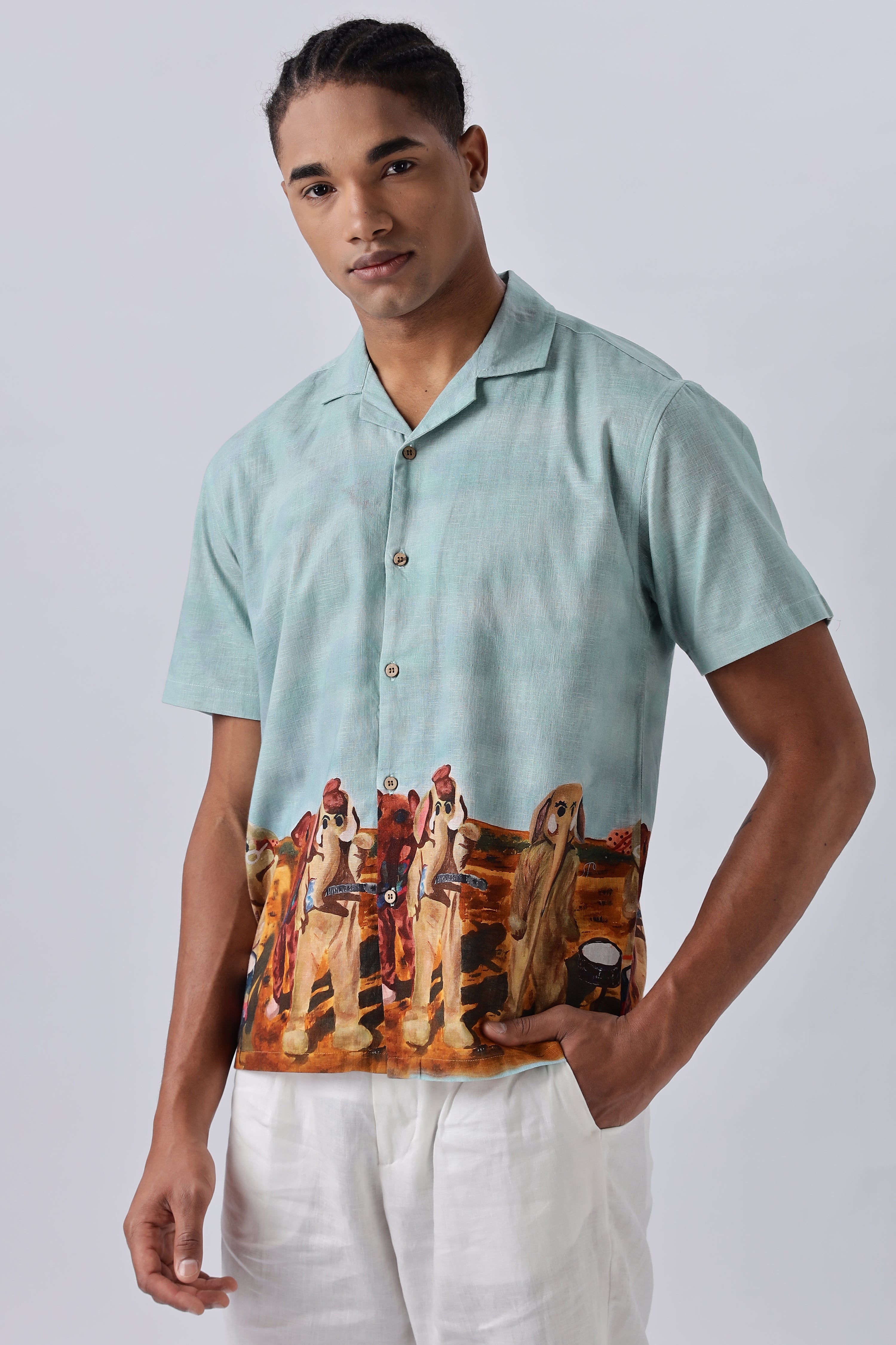Para- Para- Paradise Printed Cuban Collar Shirt
