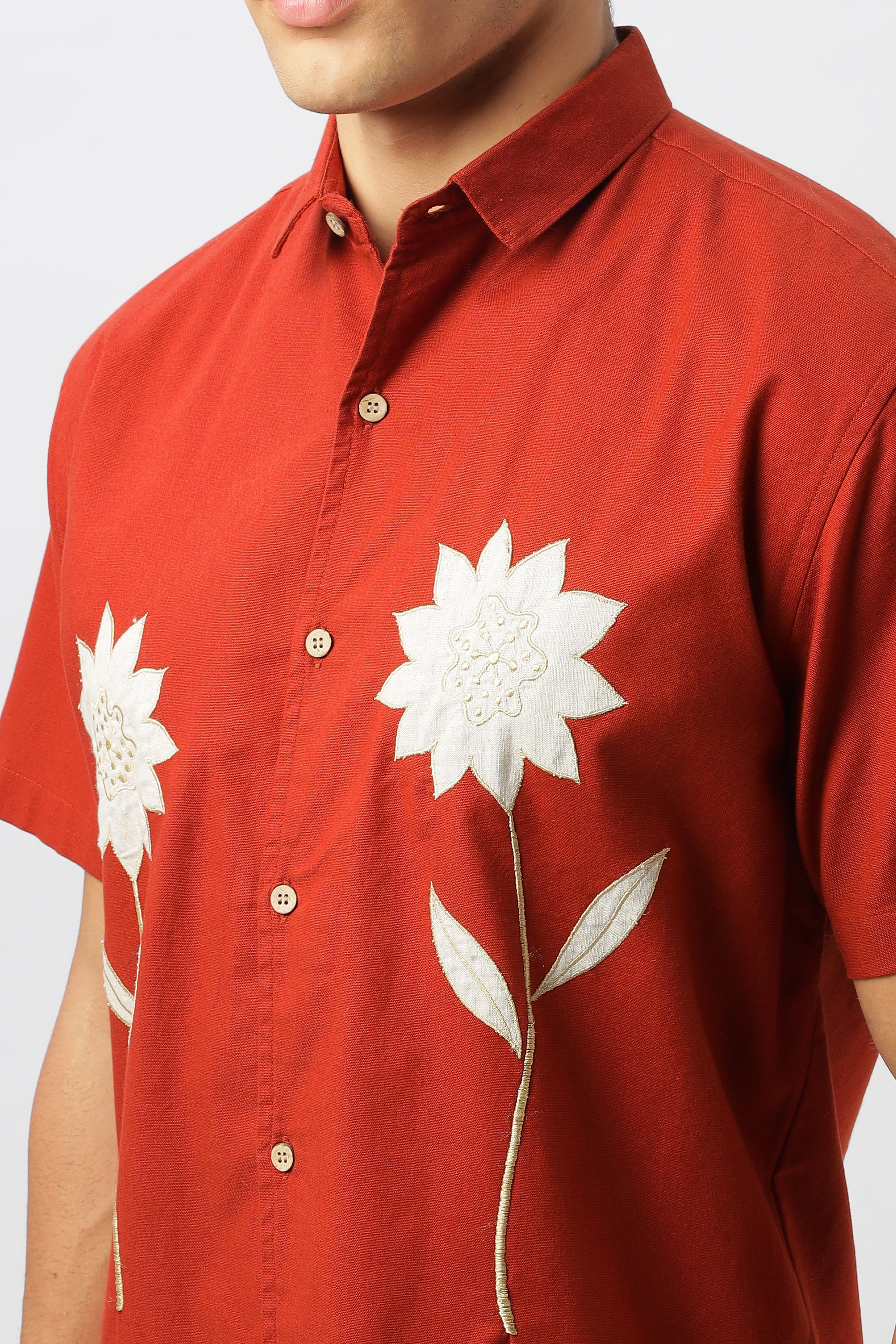 Blossoms of Solar Floral Embroidered Shirt