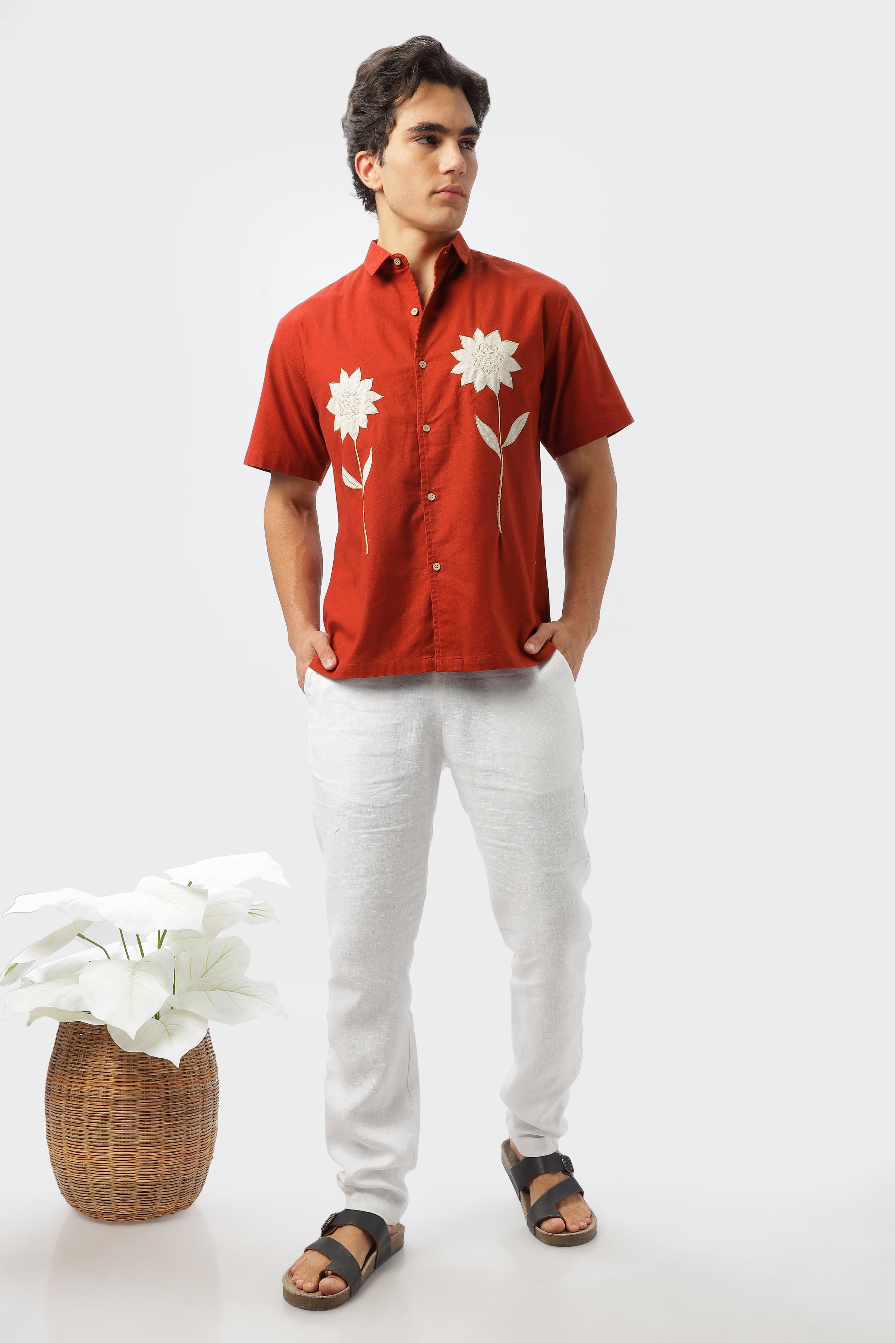 Blossoms of Solar Floral Embroidered Shirt