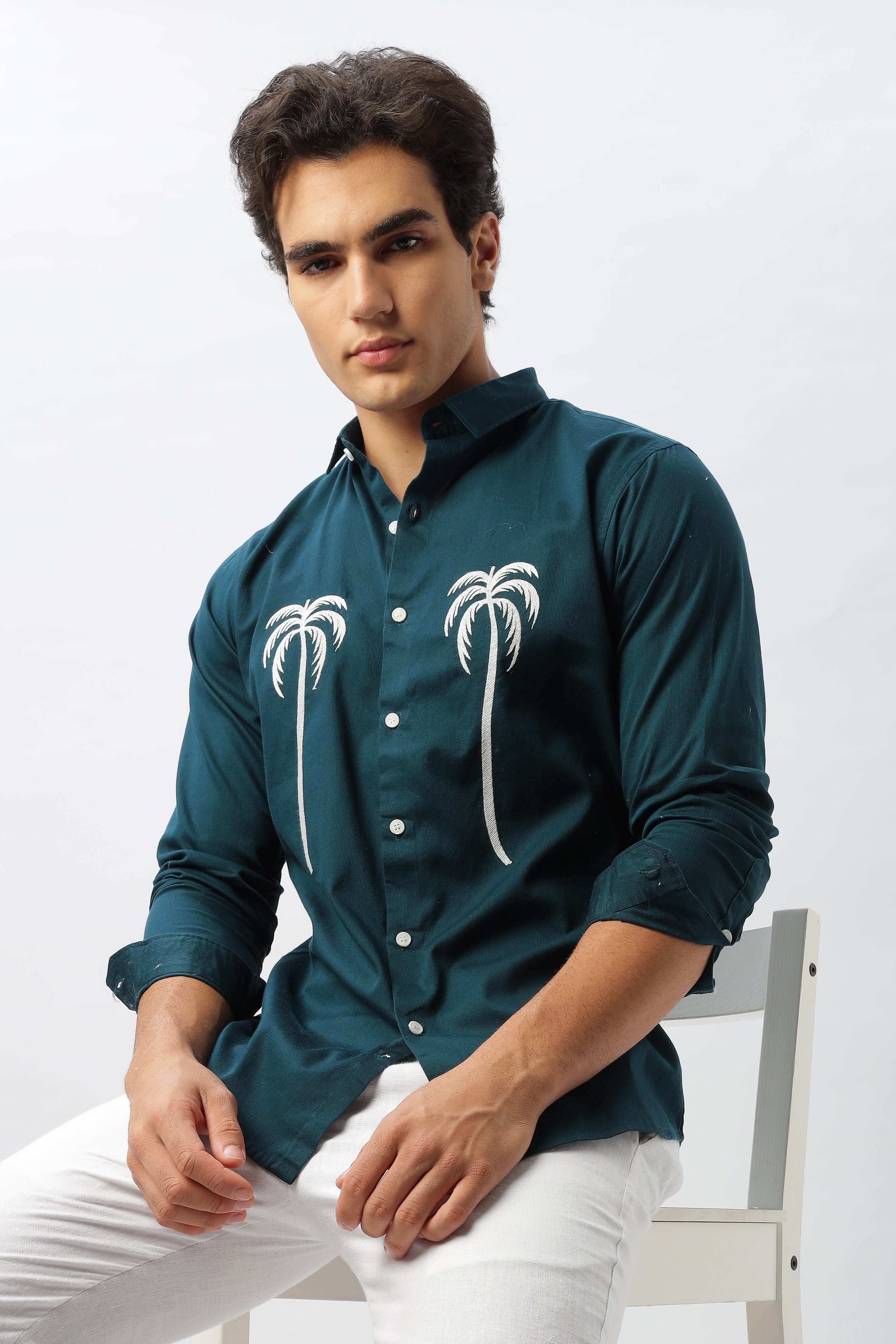 Tropical Sentinels Embroidered Shirt