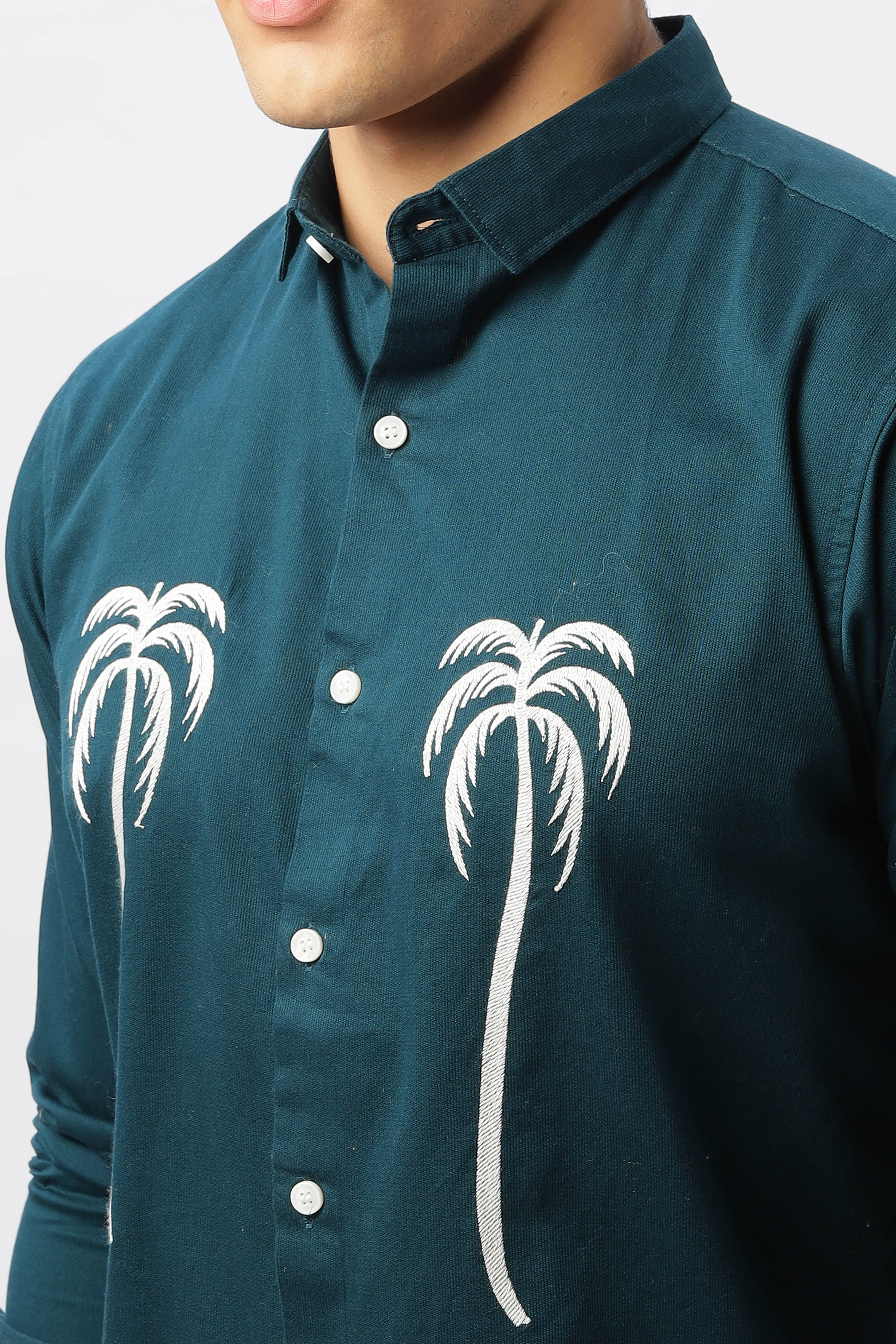 Tropical Sentinels Embroidered Shirt