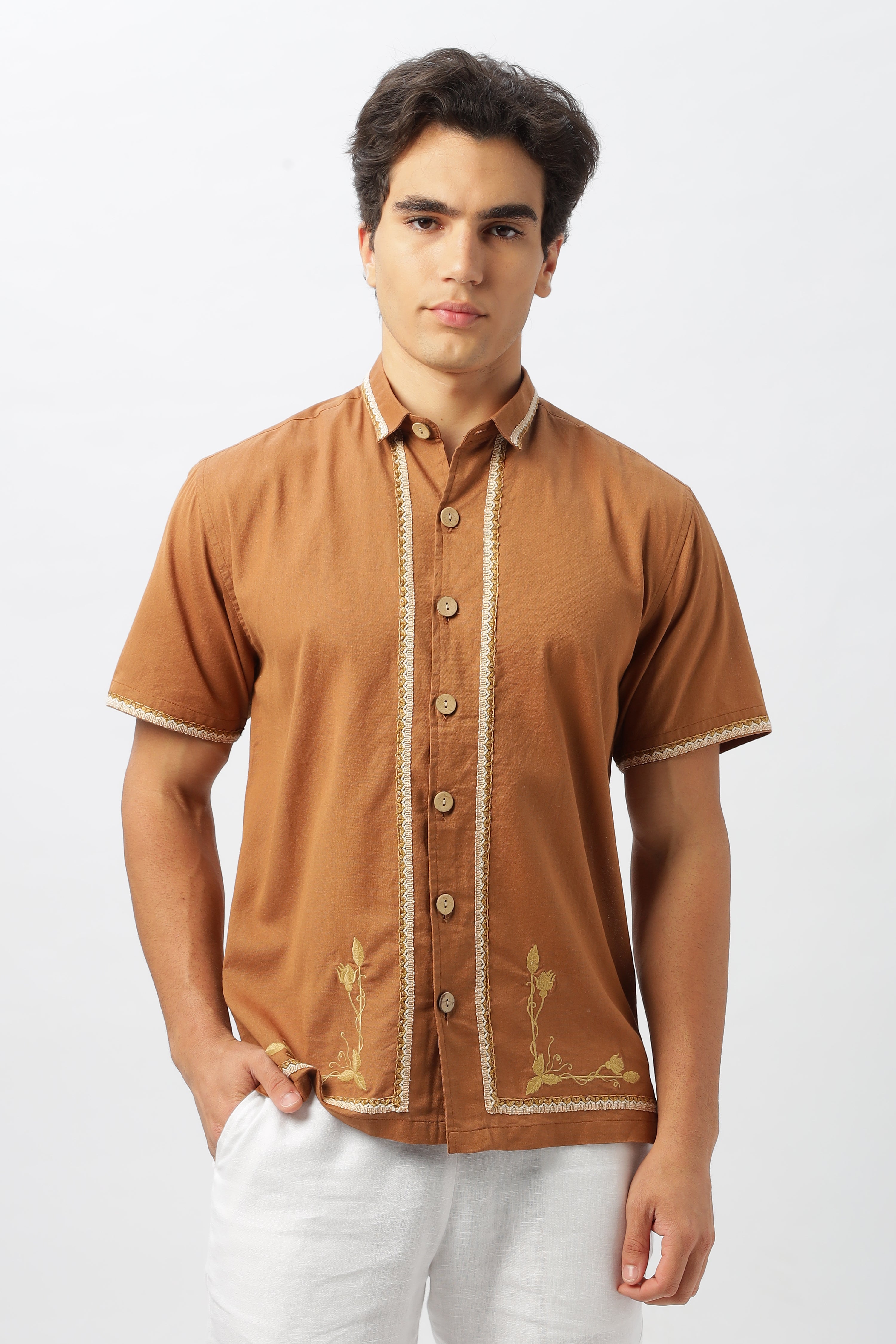 Golden Harvest Embroidered Box Fit Shirt