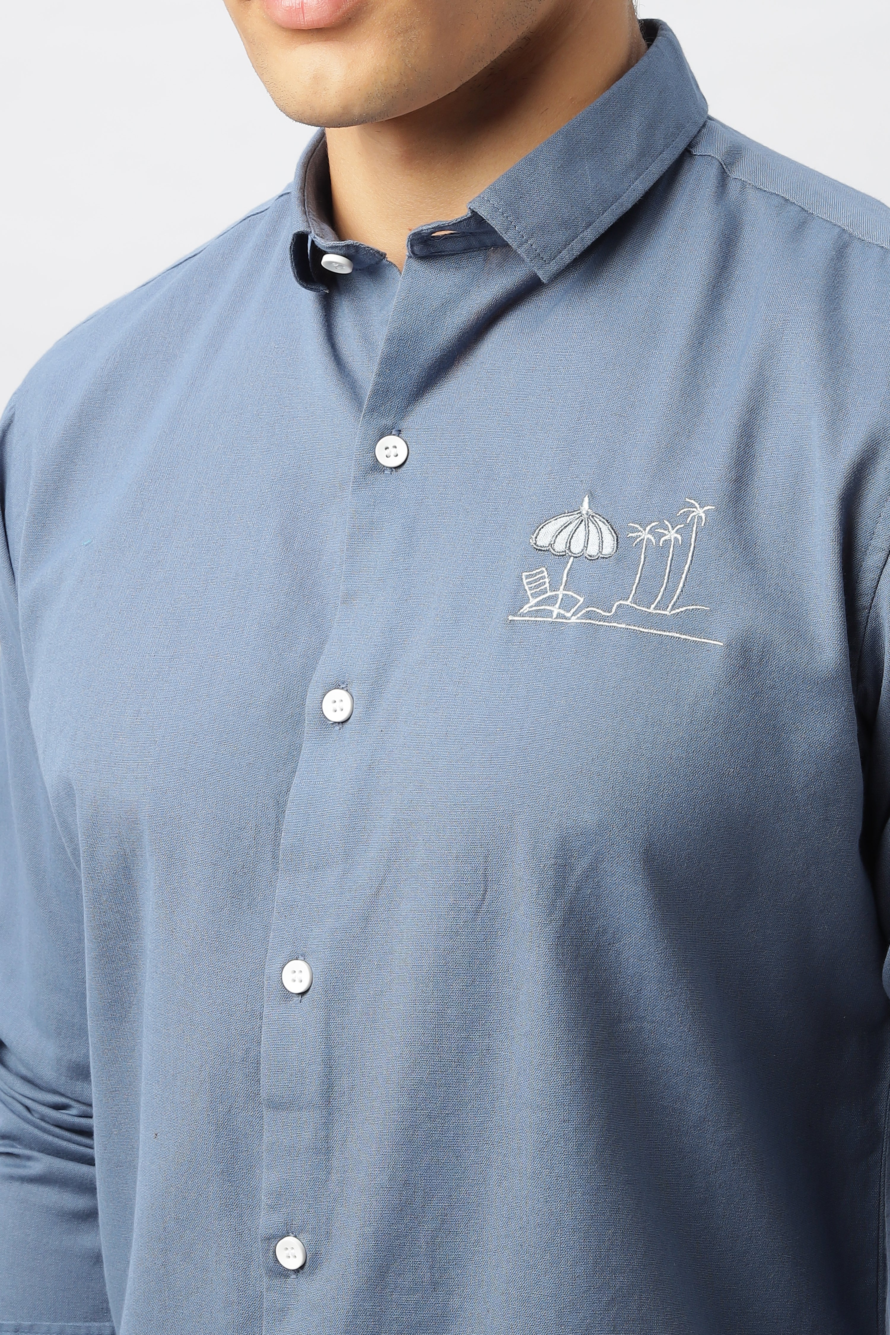 Coastal Serenity: Beach Embroidered Shirt