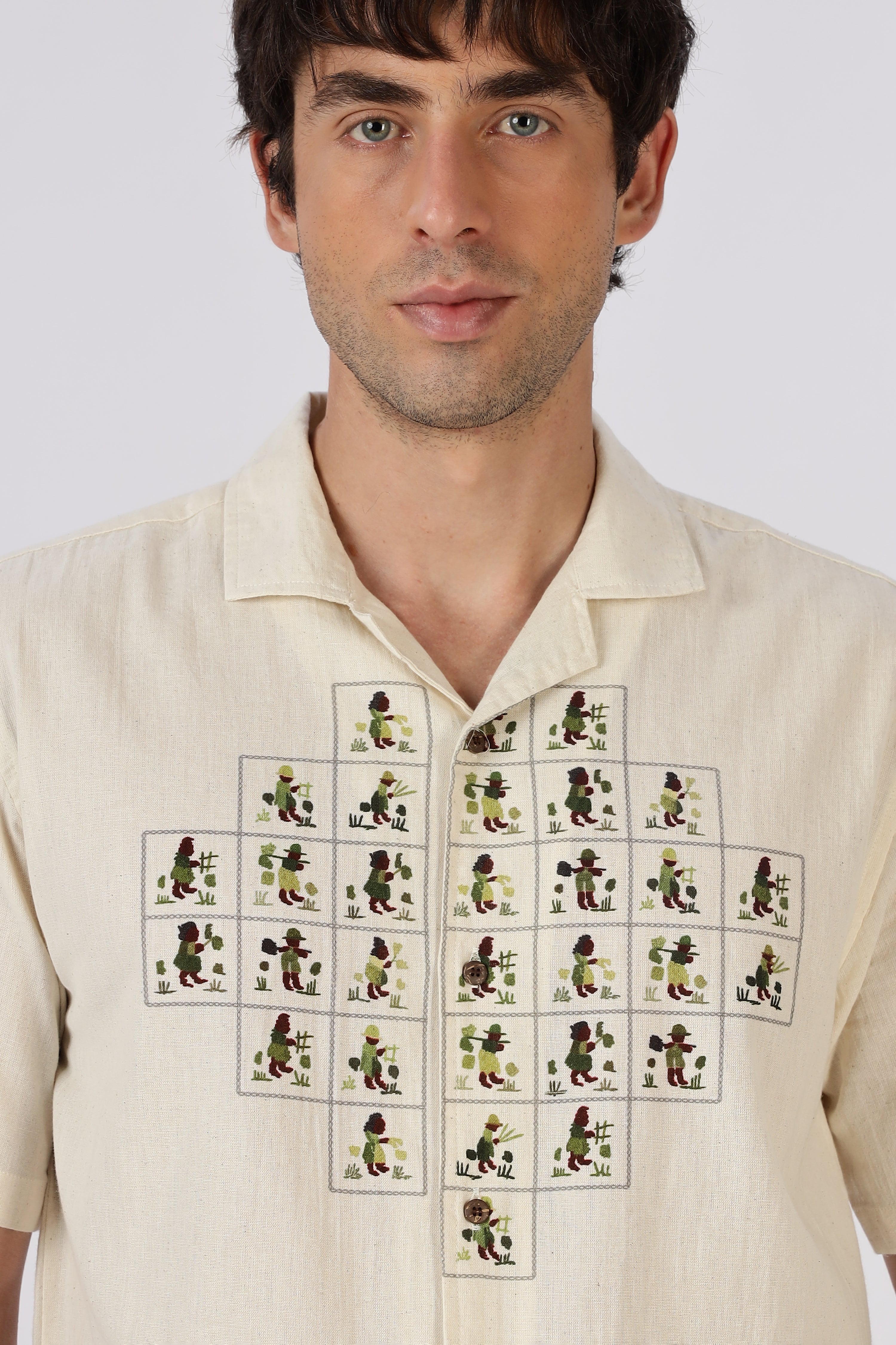 Atlas Mosaic Printed Cuban Collar Shirt