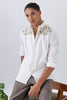Botanical Bay Cotton Regular Fit White Embroidery Shirt