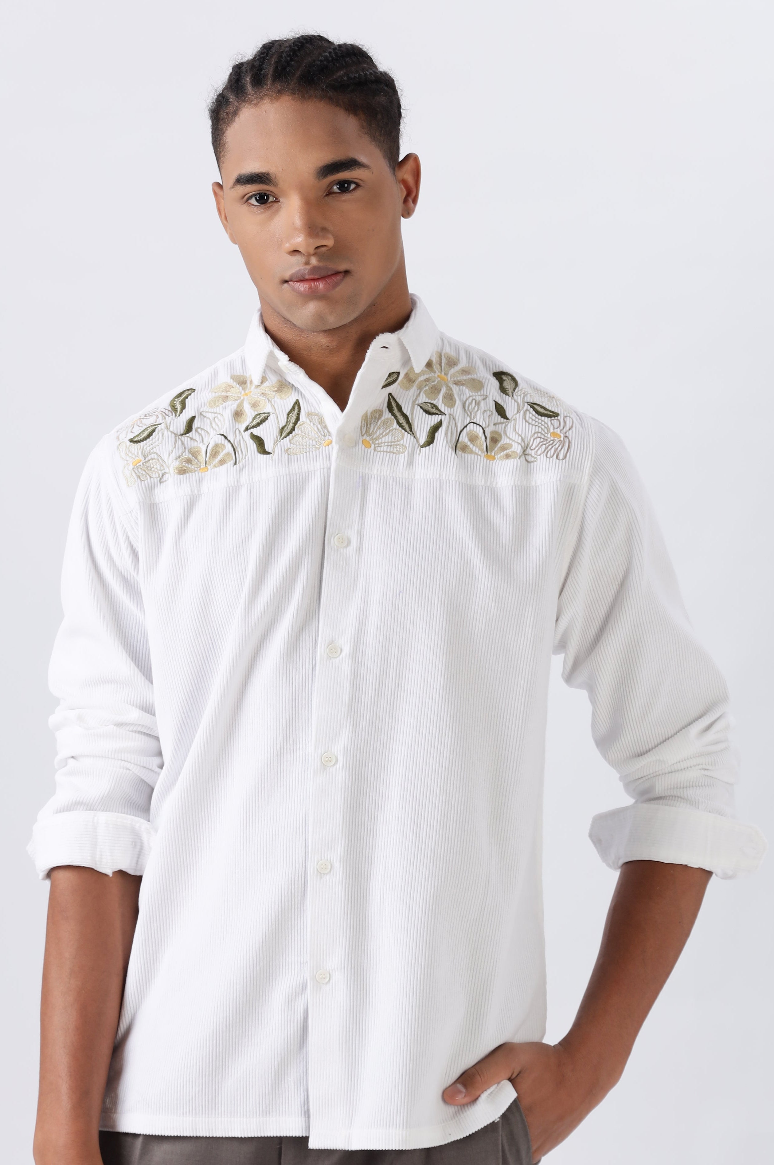 Tuscany White Shoulder Embroidery Shirt