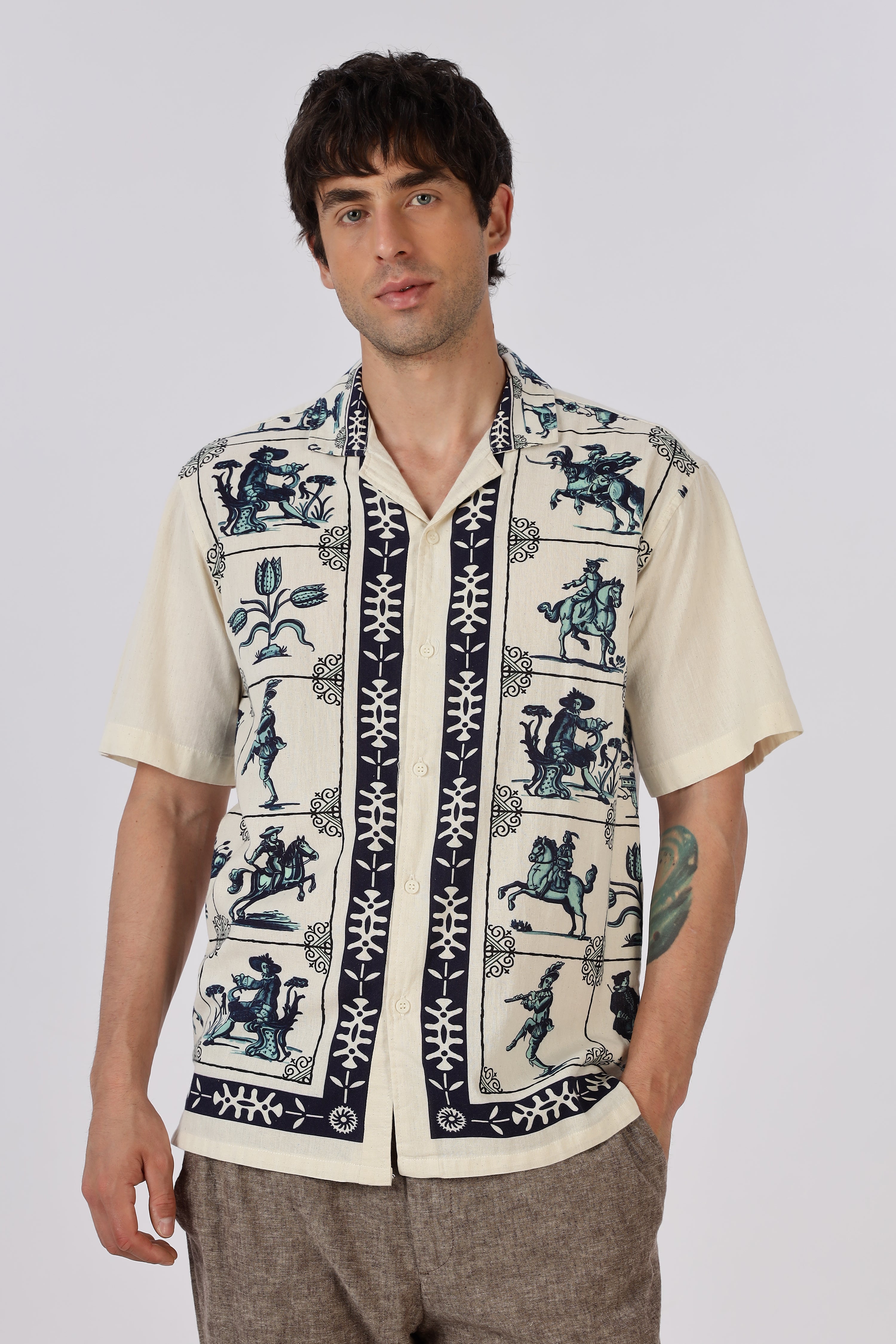 Heritage Rider Printed Cuban Collar Shirt