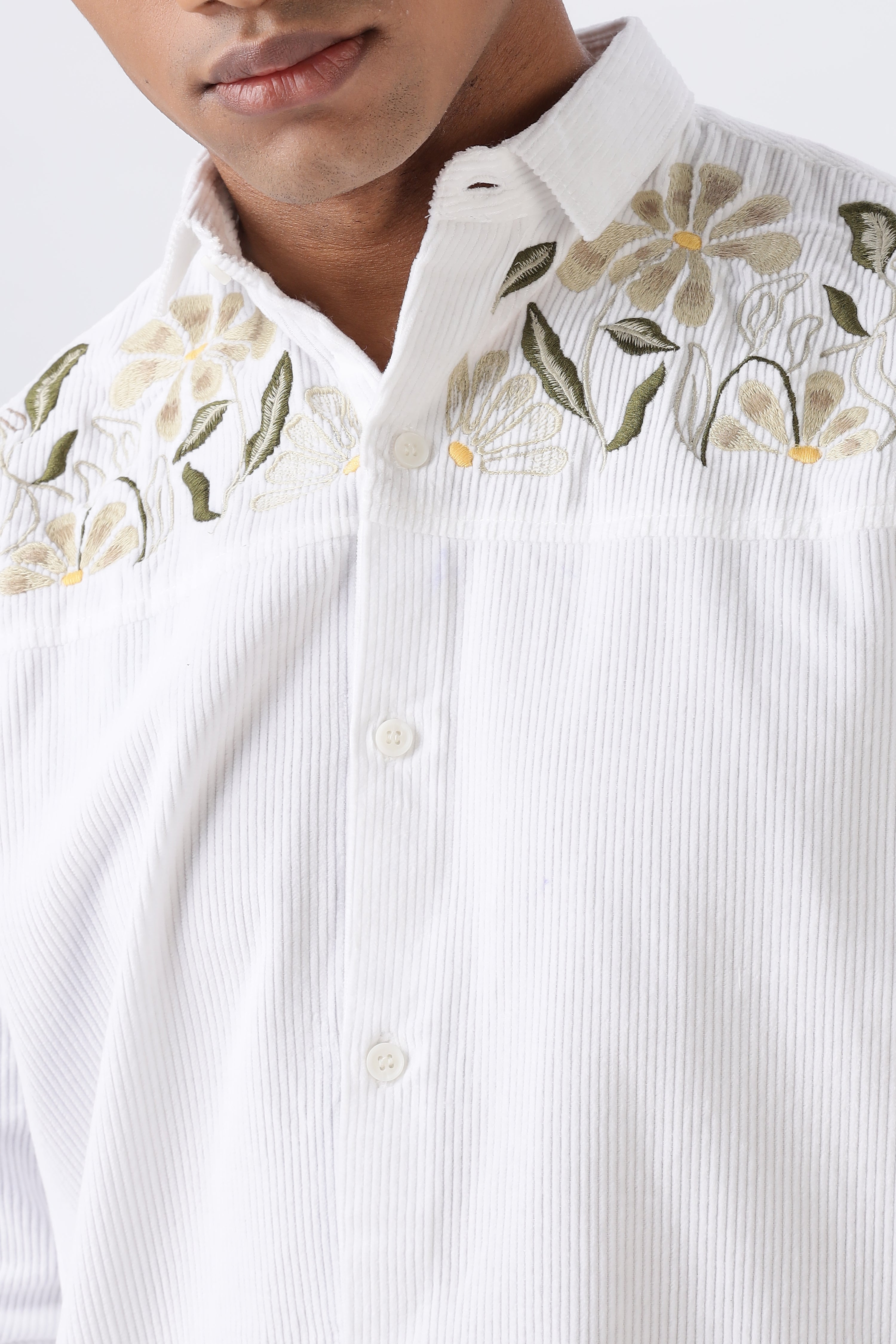 Tuscany White Shoulder Embroidery Shirt