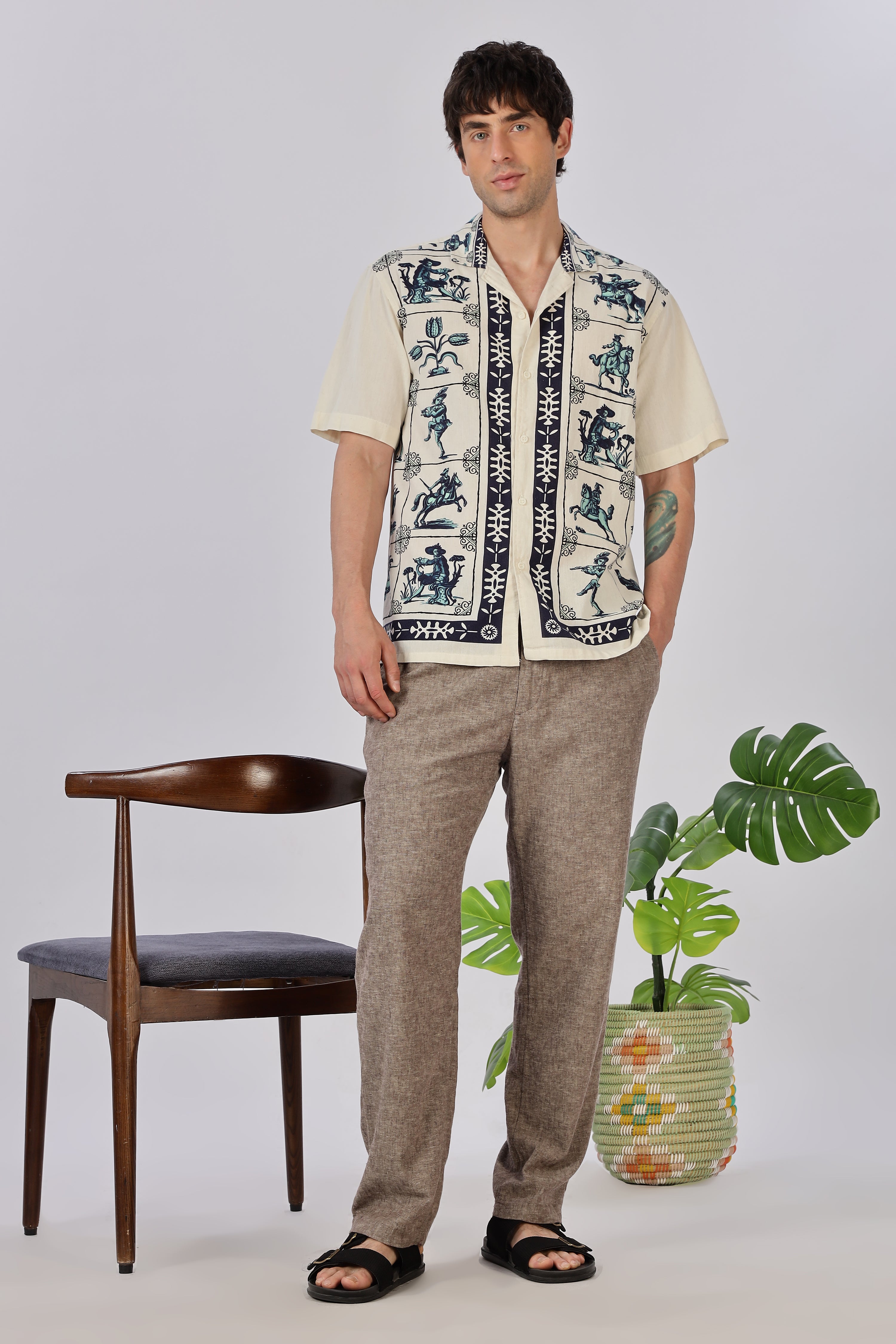 Heritage Rider Printed Cuban Collar Shirt