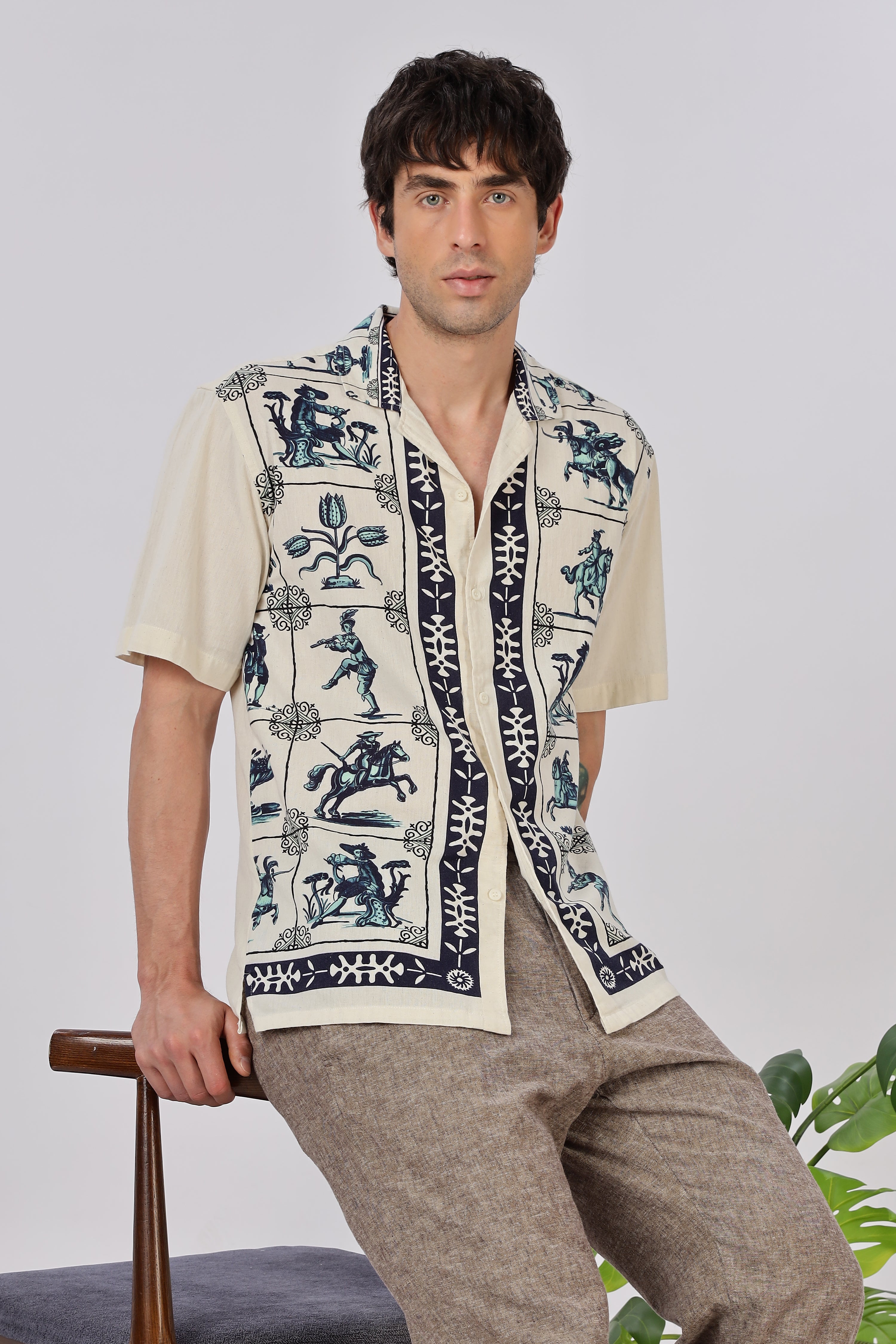 Heritage Rider Printed Cuban Collar Shirt