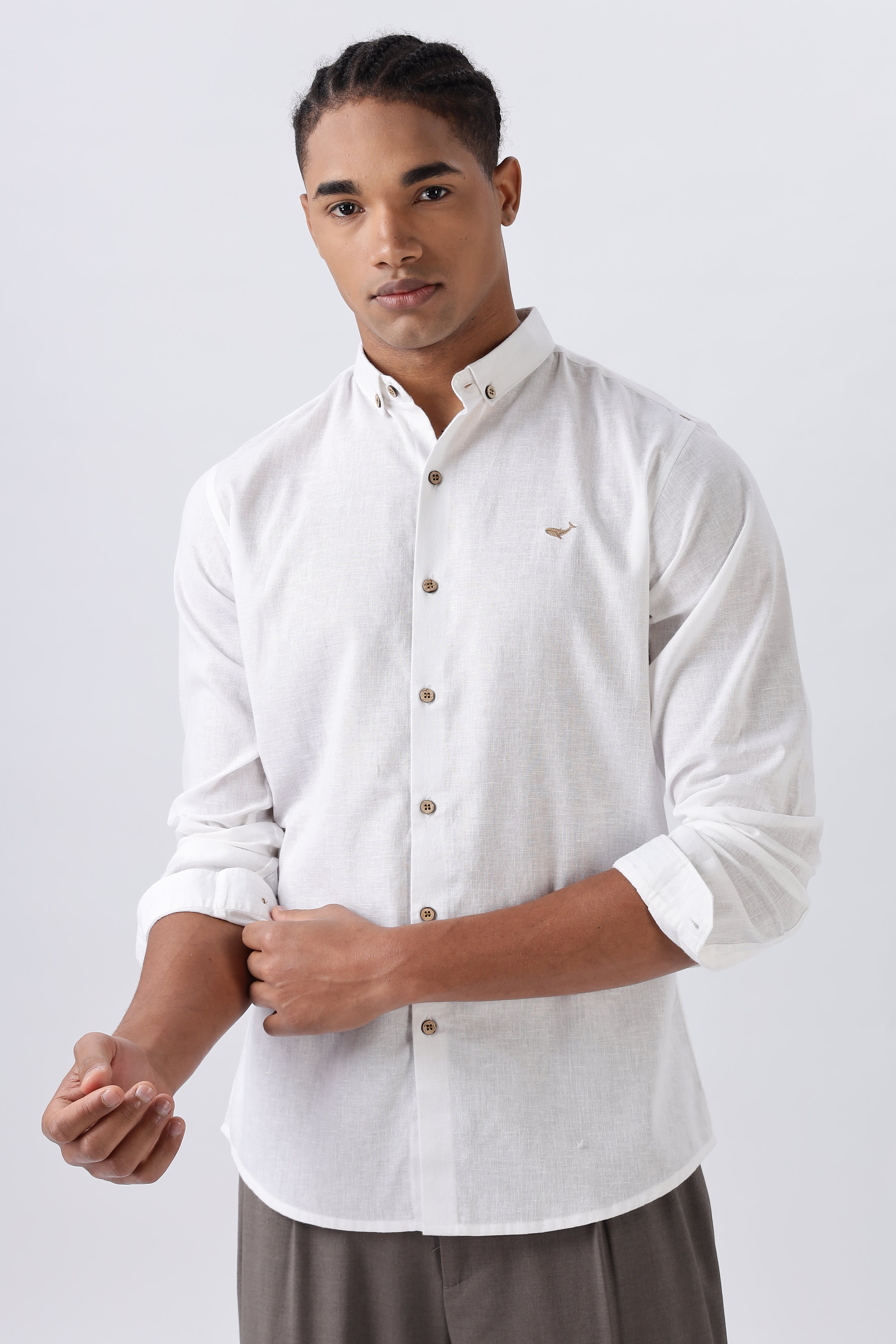 Warrington White Cotton-Linen Essential Shirt