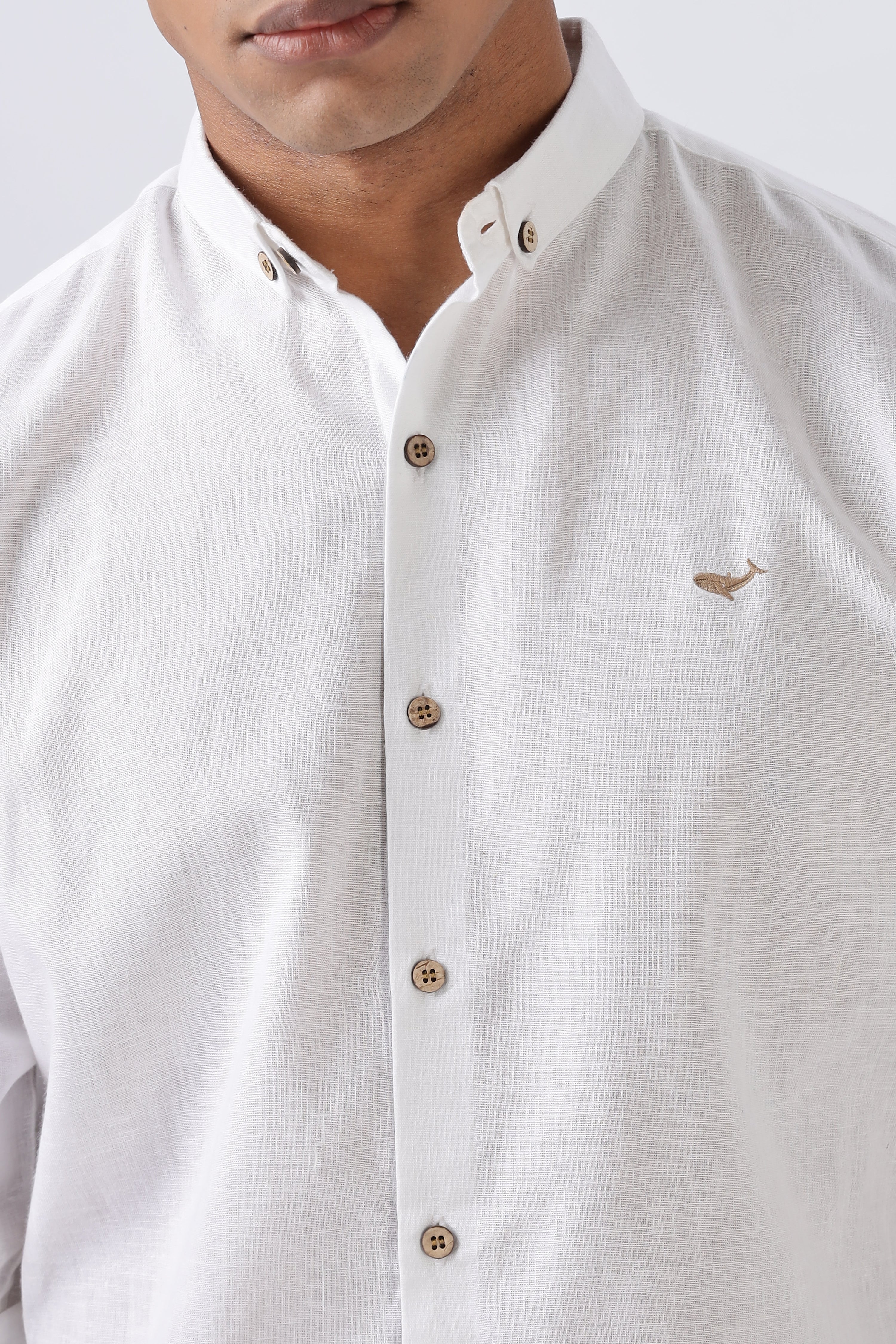 Warrington White Cotton-Linen Essential Shirt