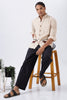Cavallo Cotton Box Fit Beige Embroidery Shirt