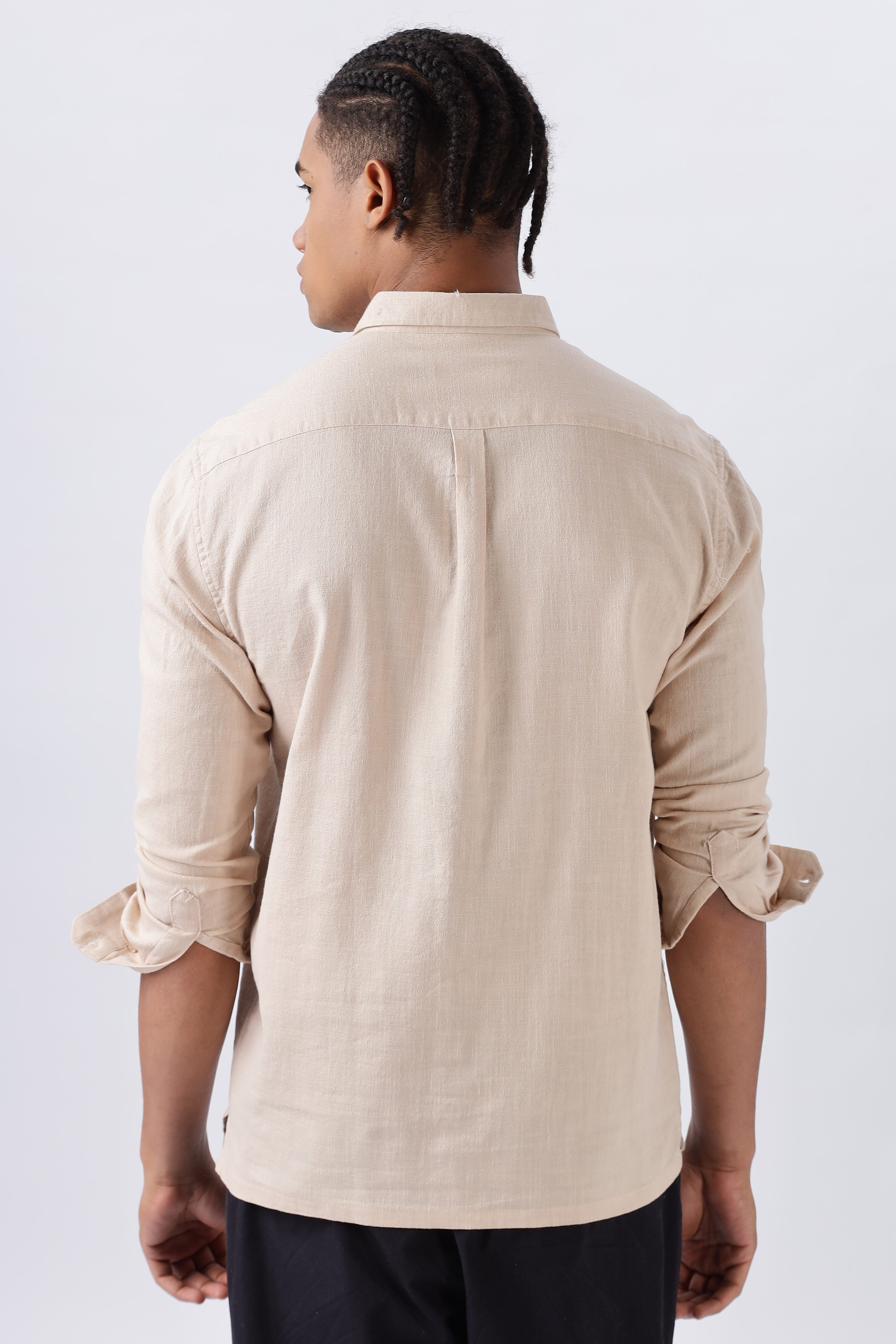 Cavallo Beige Full Sleeves Embroidery Shirt