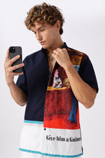 The Draught Statement Cotton Box Fit Blue Printed Shirt
