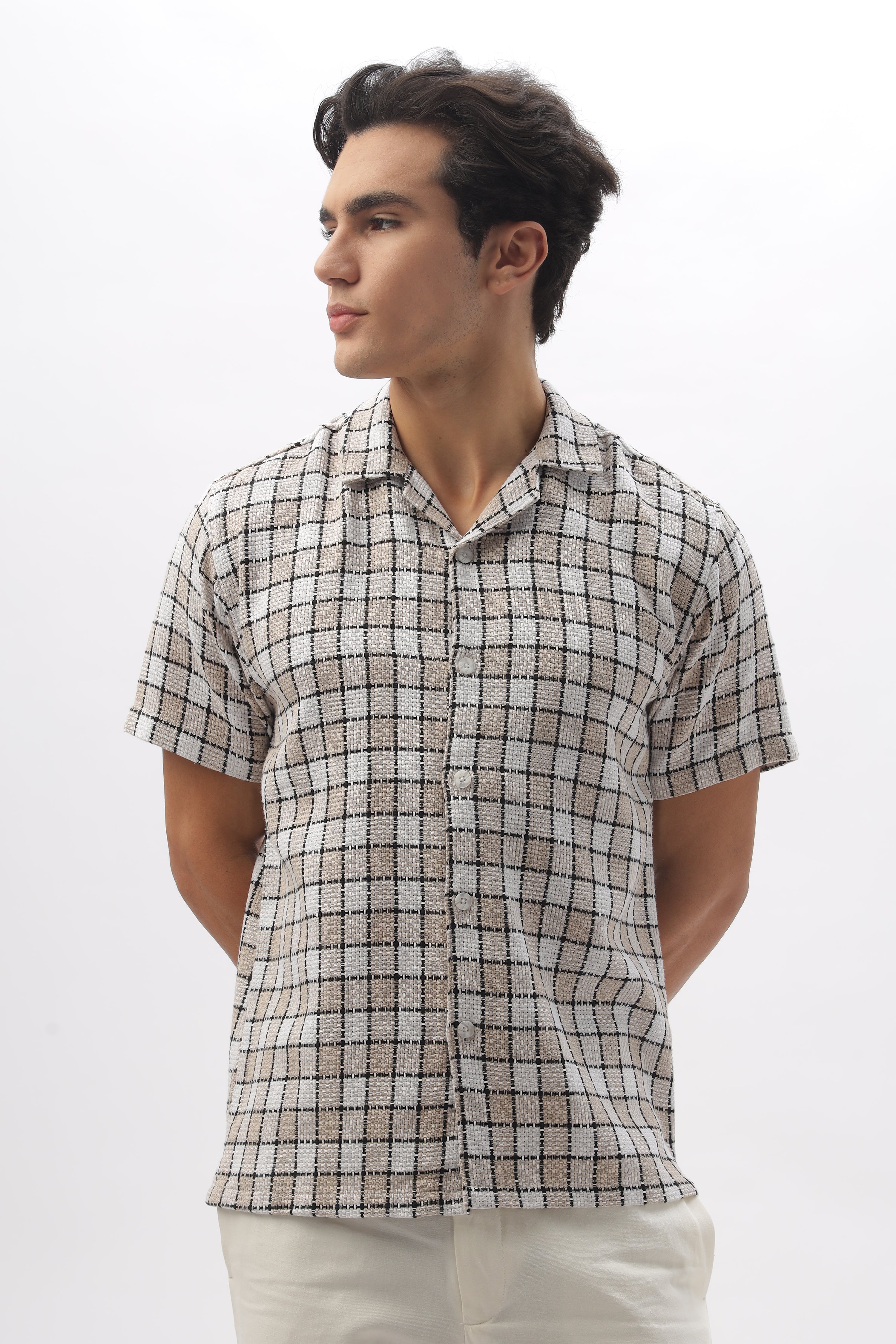 Textured Checkered Half-sleeve Shirt