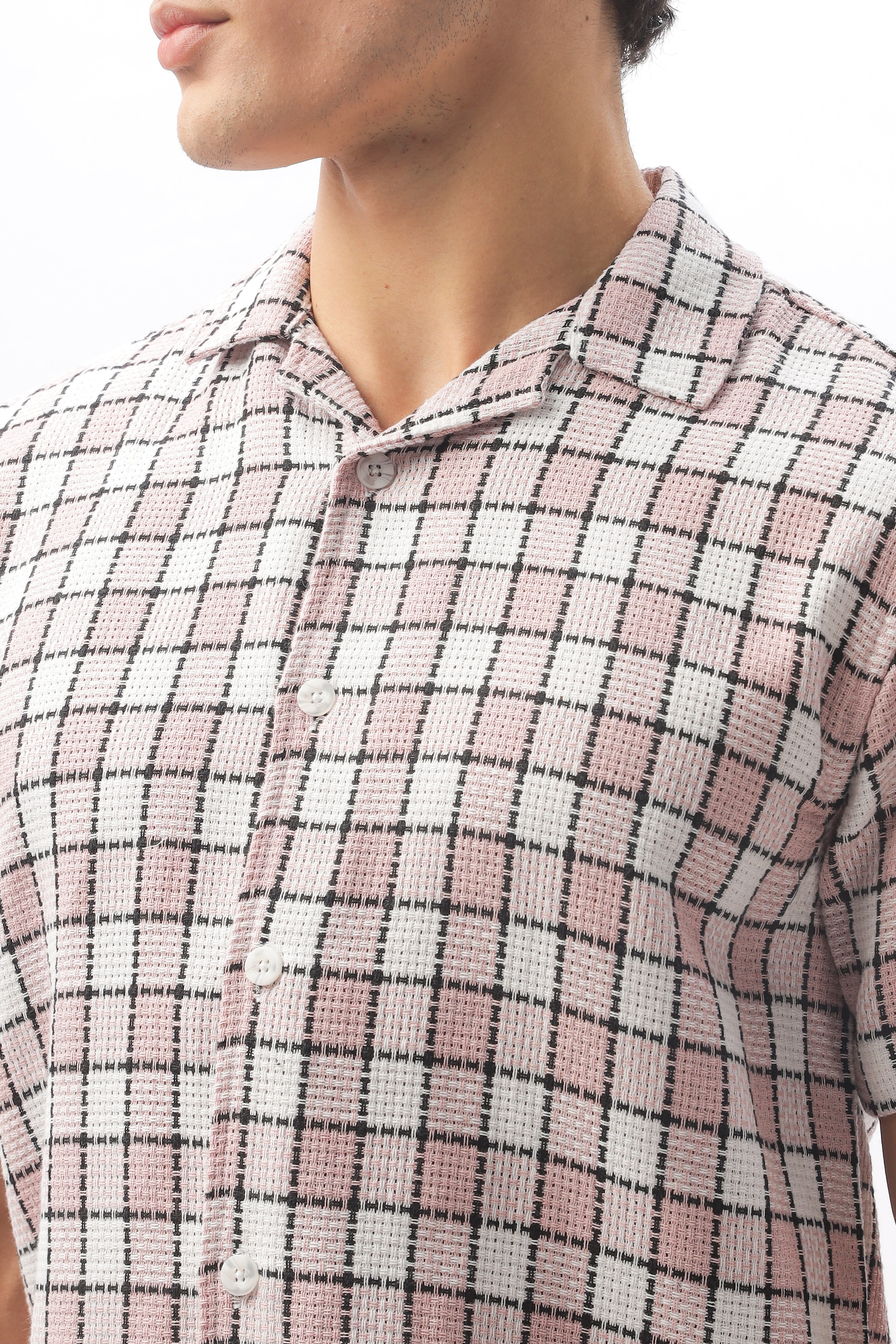 Textured Checkered Half-sleeve Shirt