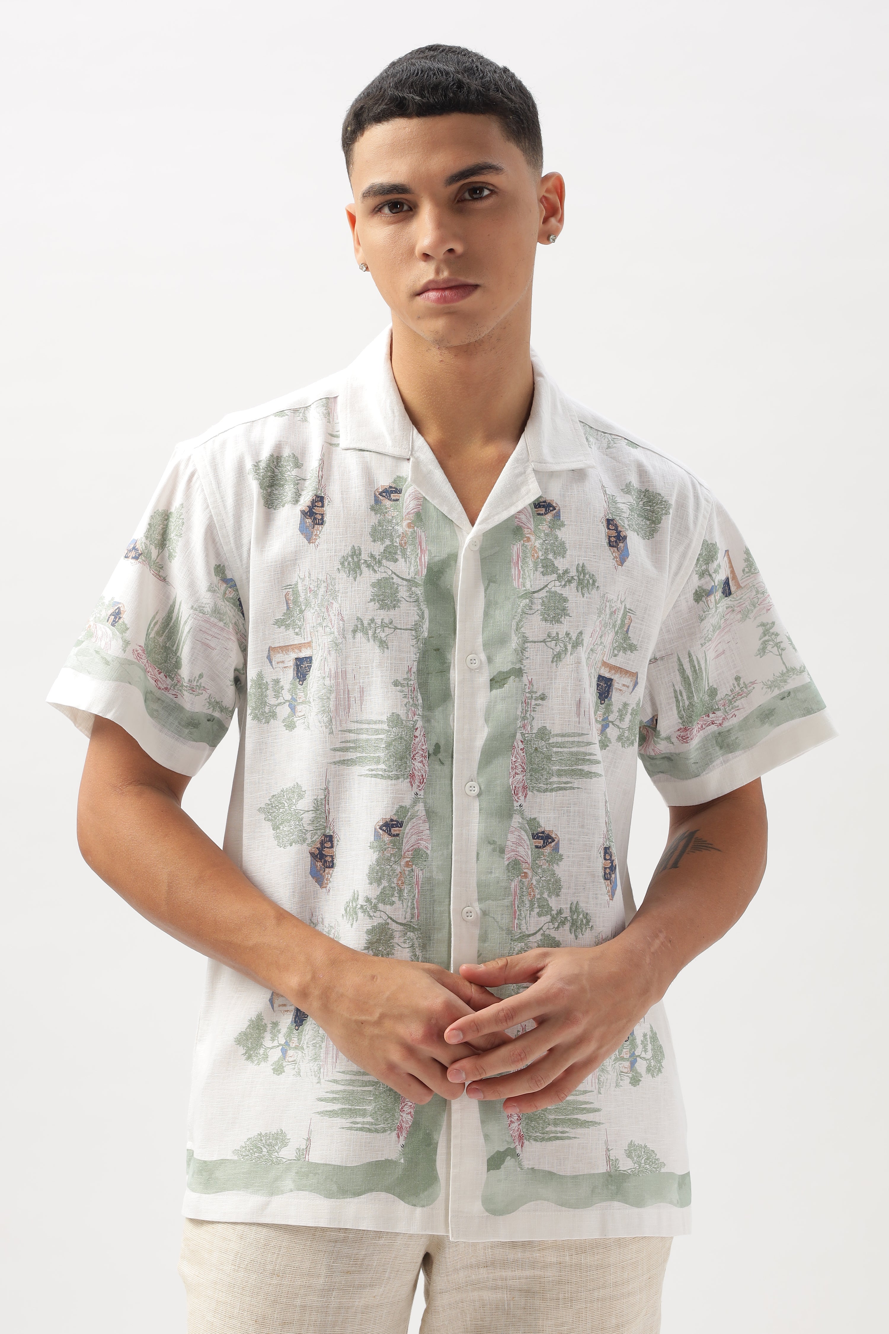 Shirakawa White Position Print Shirt