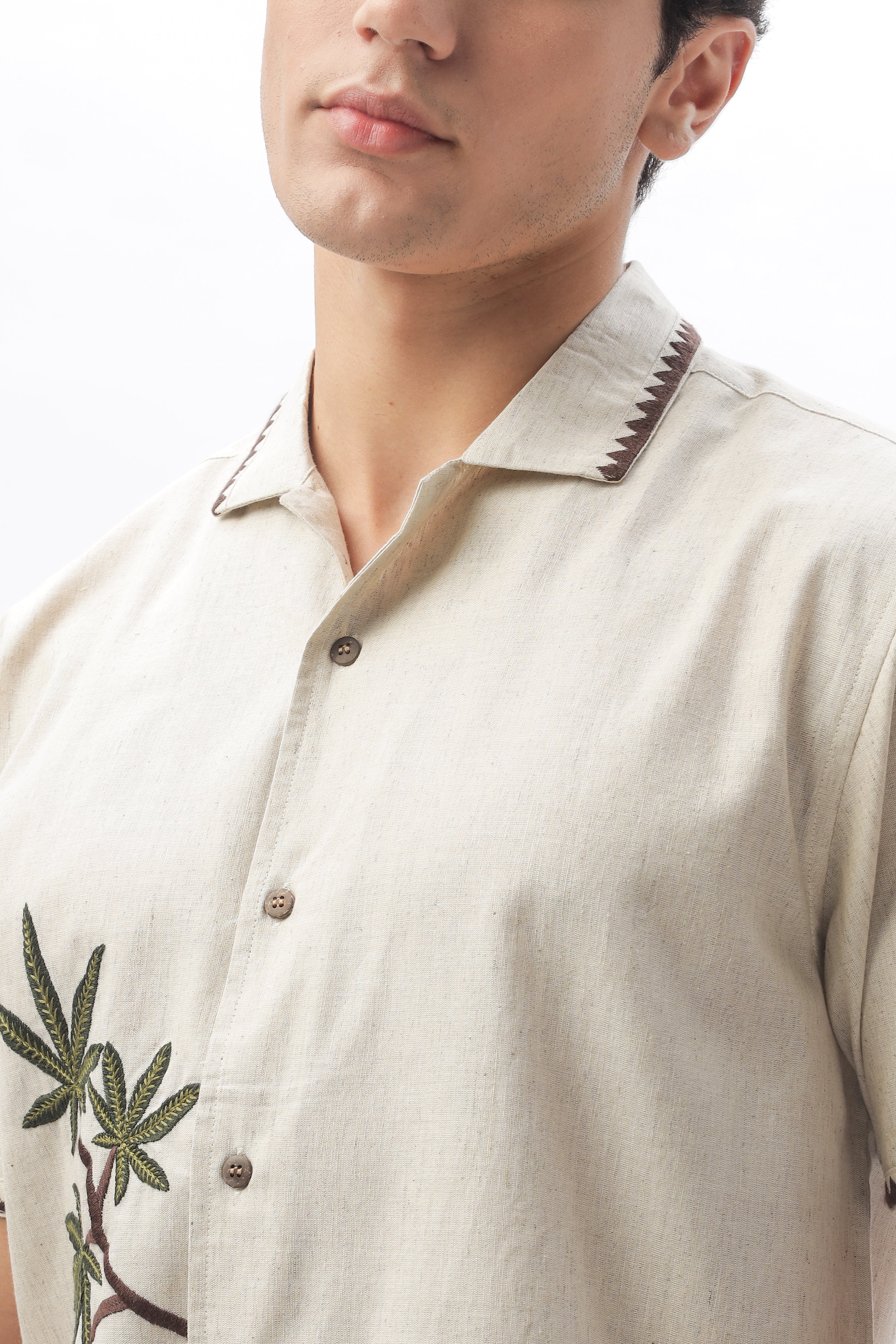 Cannabis Sativa Intricate Embroidery Shirt