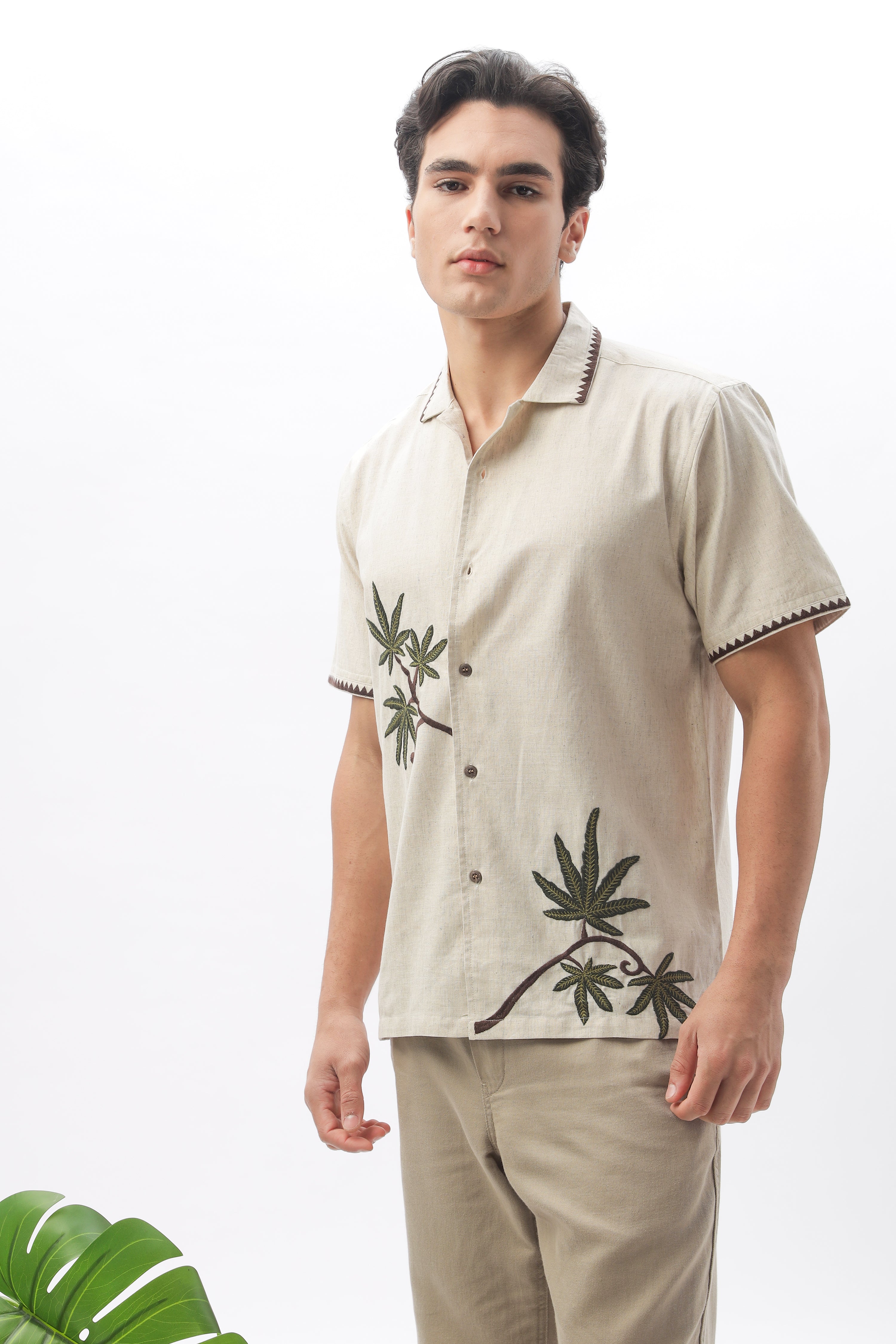 Cannabis Sativa Intricate Embroidery Shirt