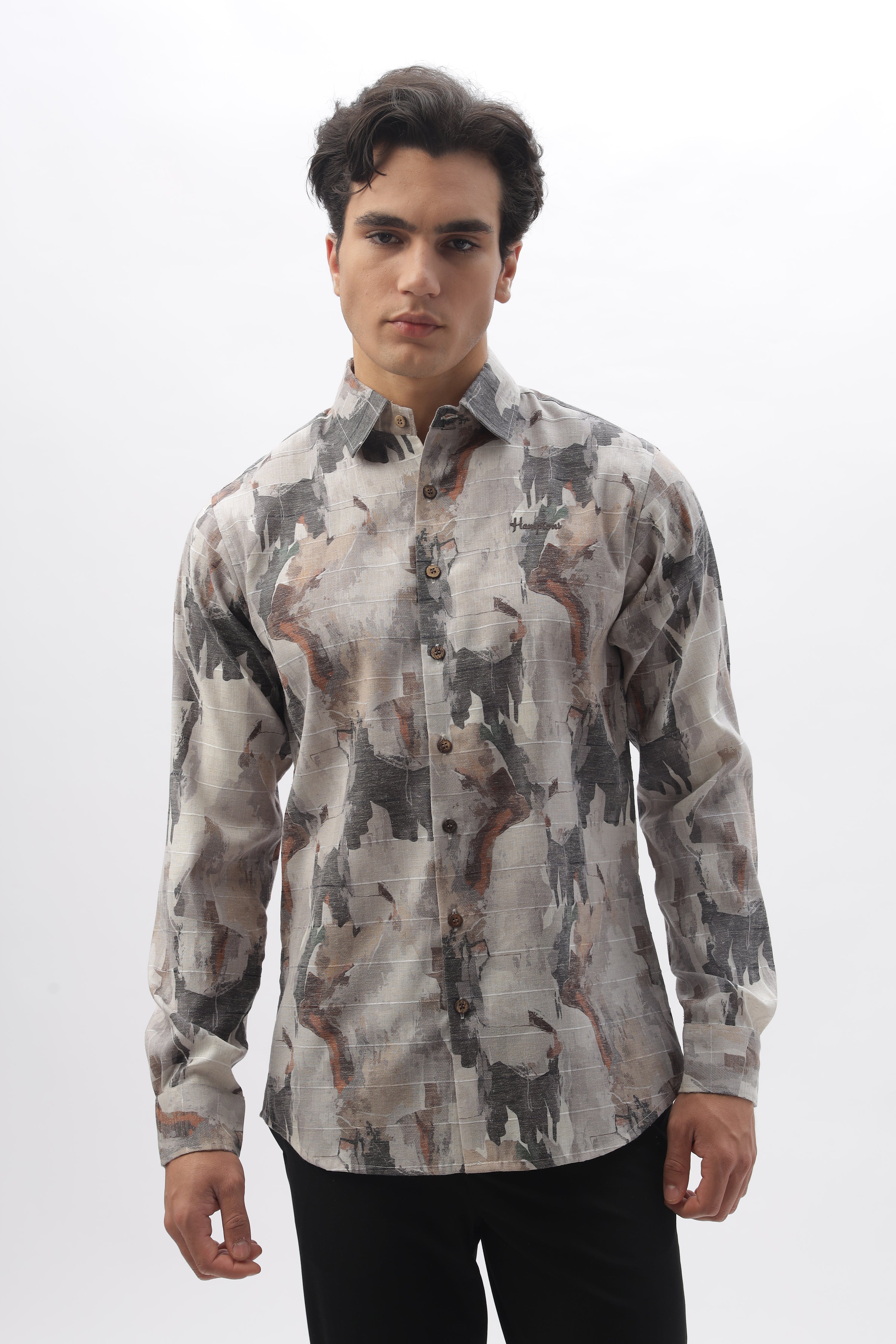 Pollock Heritage Abstract Printed 100% Cotton Shirt