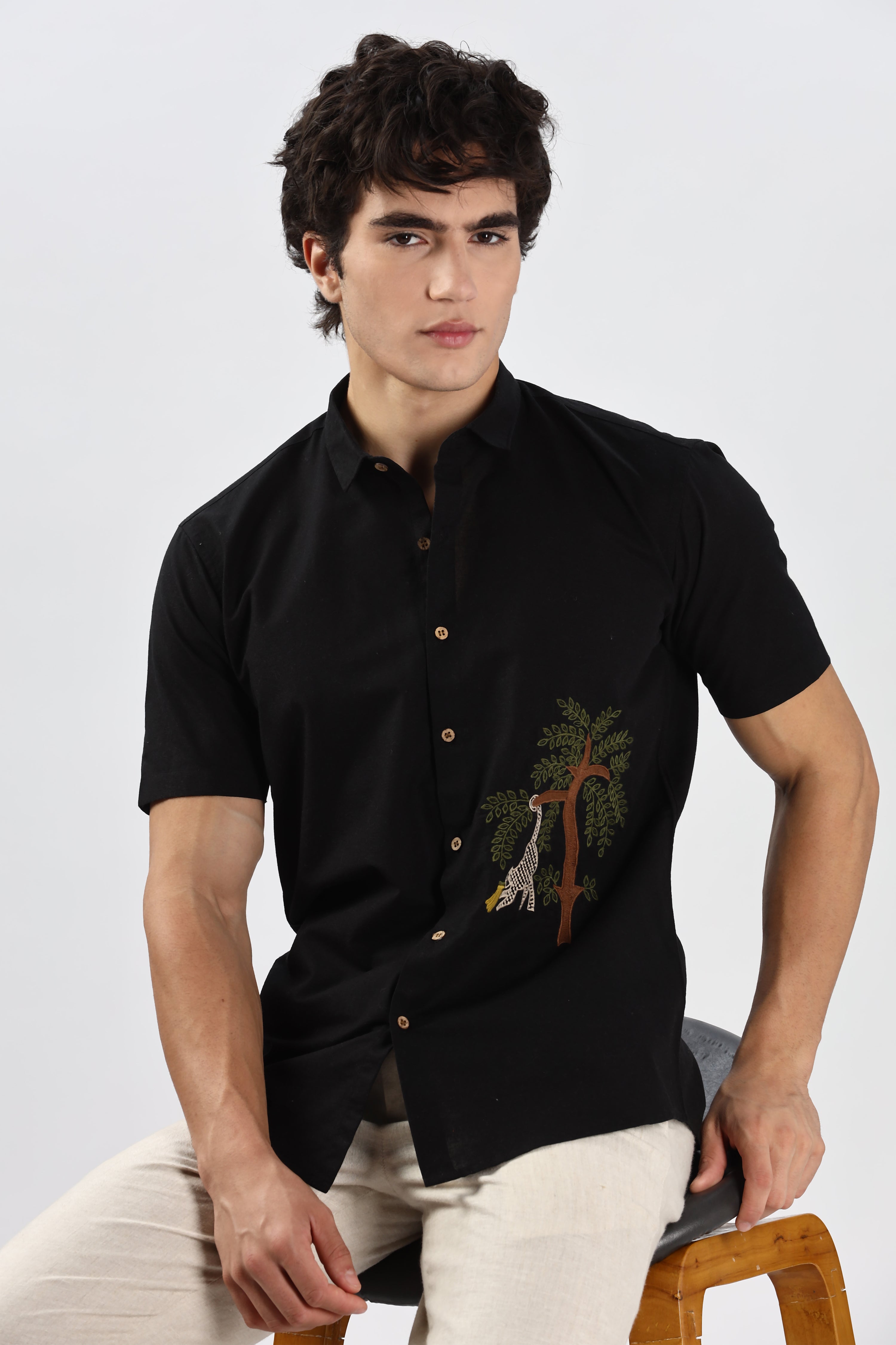 Monkeyin' Around Embroidery Classic Fit Shirt