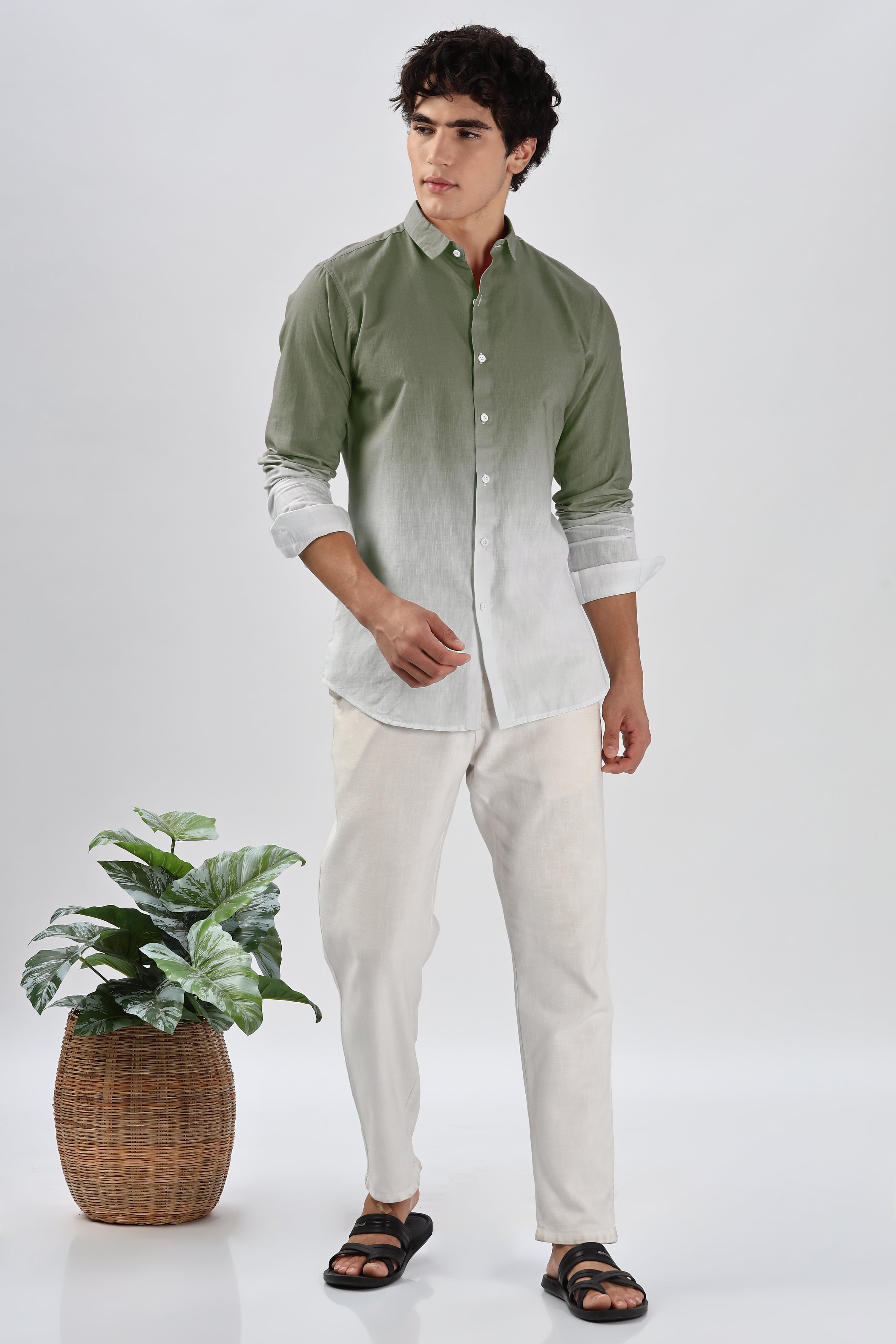 Ombré 100% Cotton La Palma Olive Shirt