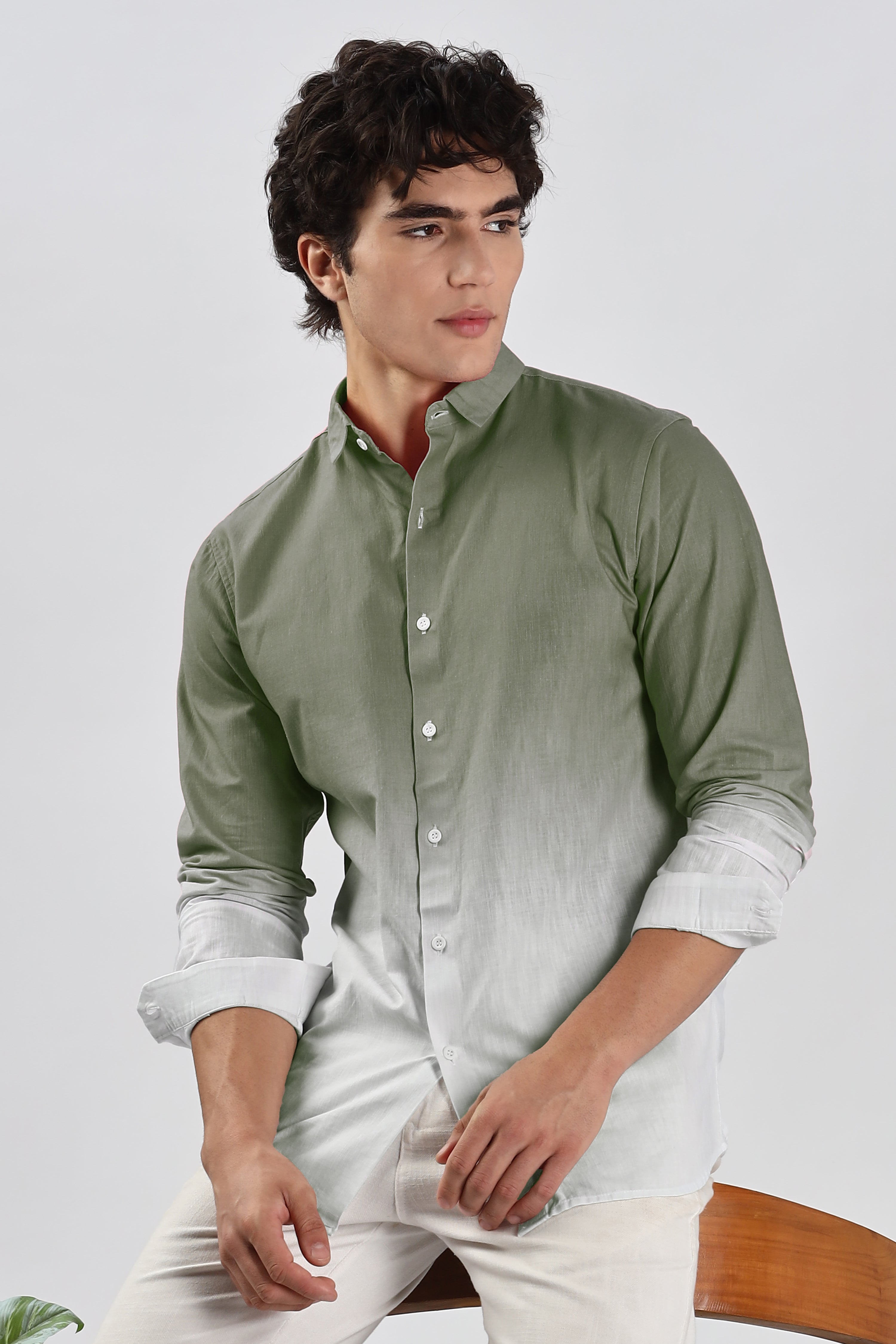 Ombré 100% Cotton La Palma Olive Shirt