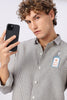 Certified Sunblocker Cotton Regular Fit Grey Striped Shirt