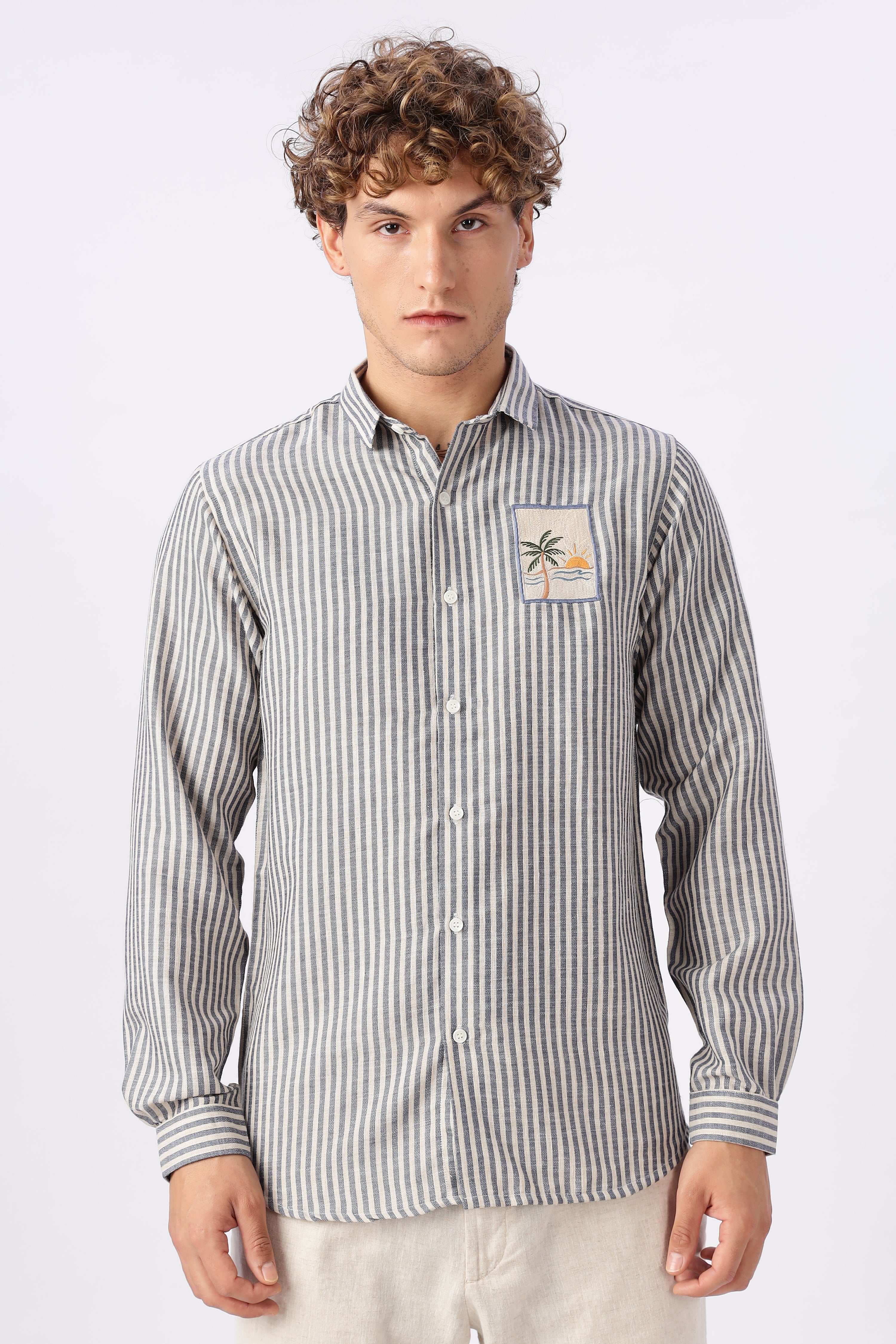 Oasis Sunset Embroidered Striped Shirt