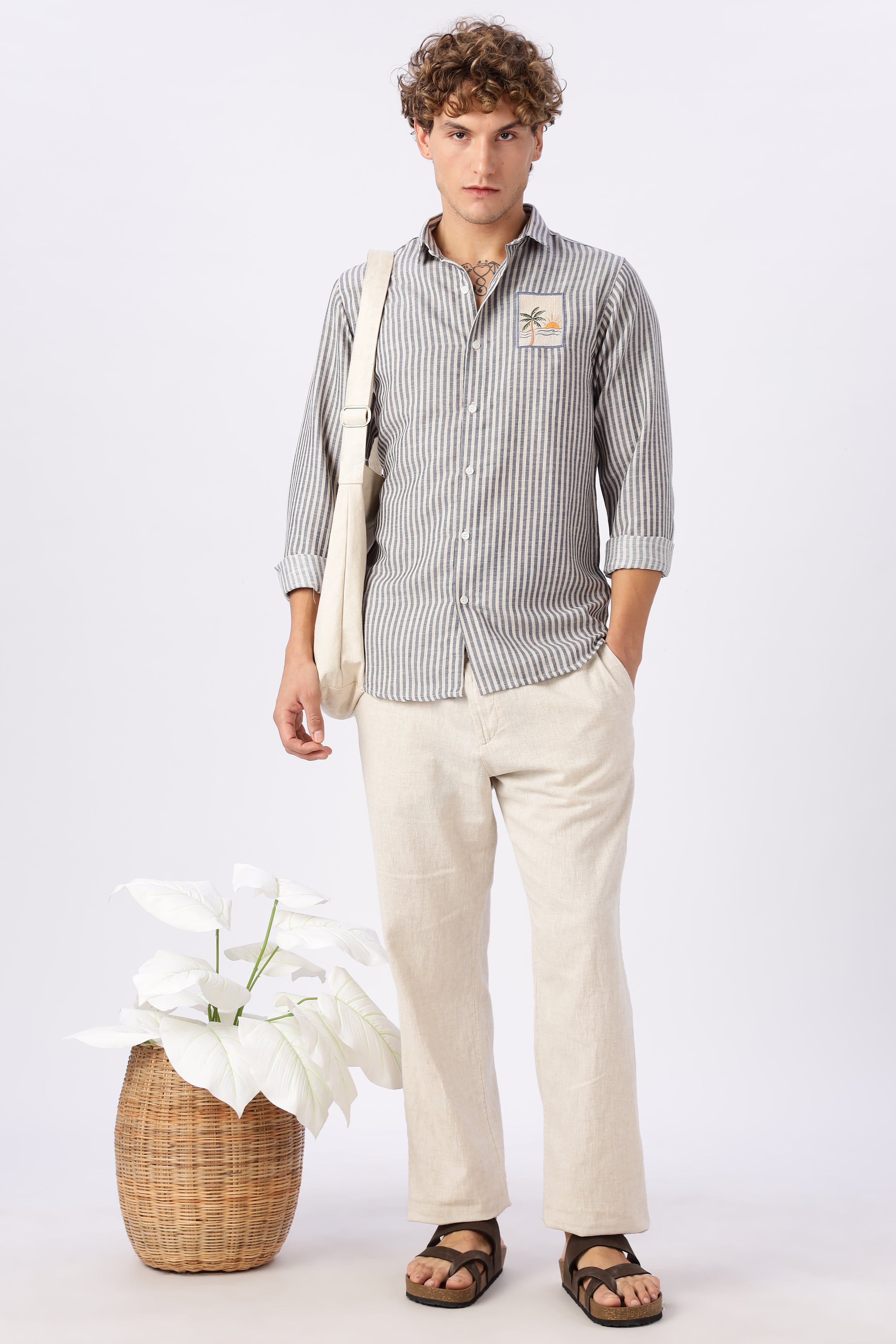 Oasis Sunset Embroidered Striped Shirt