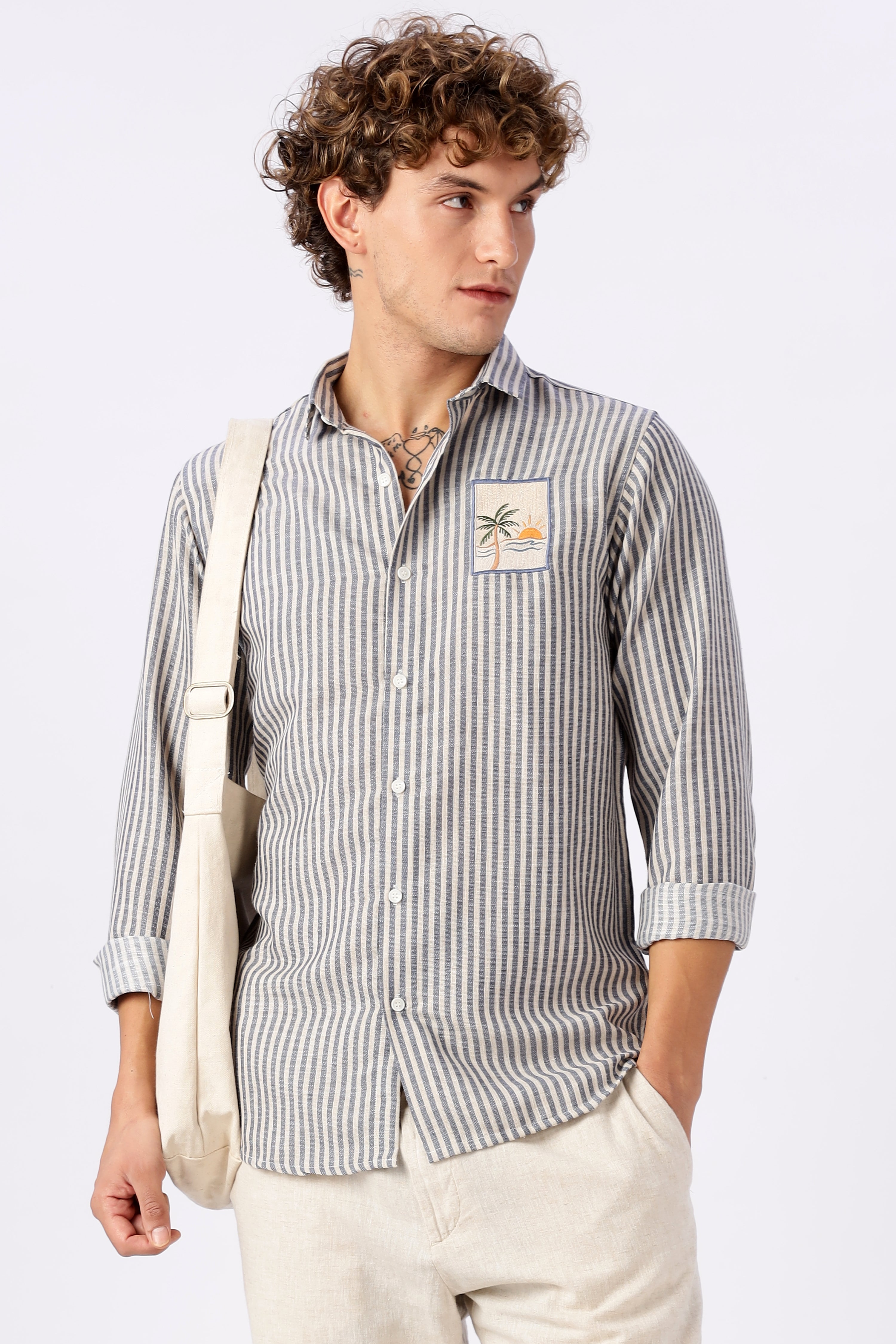 Oasis Sunset Embroidered Striped Shirt