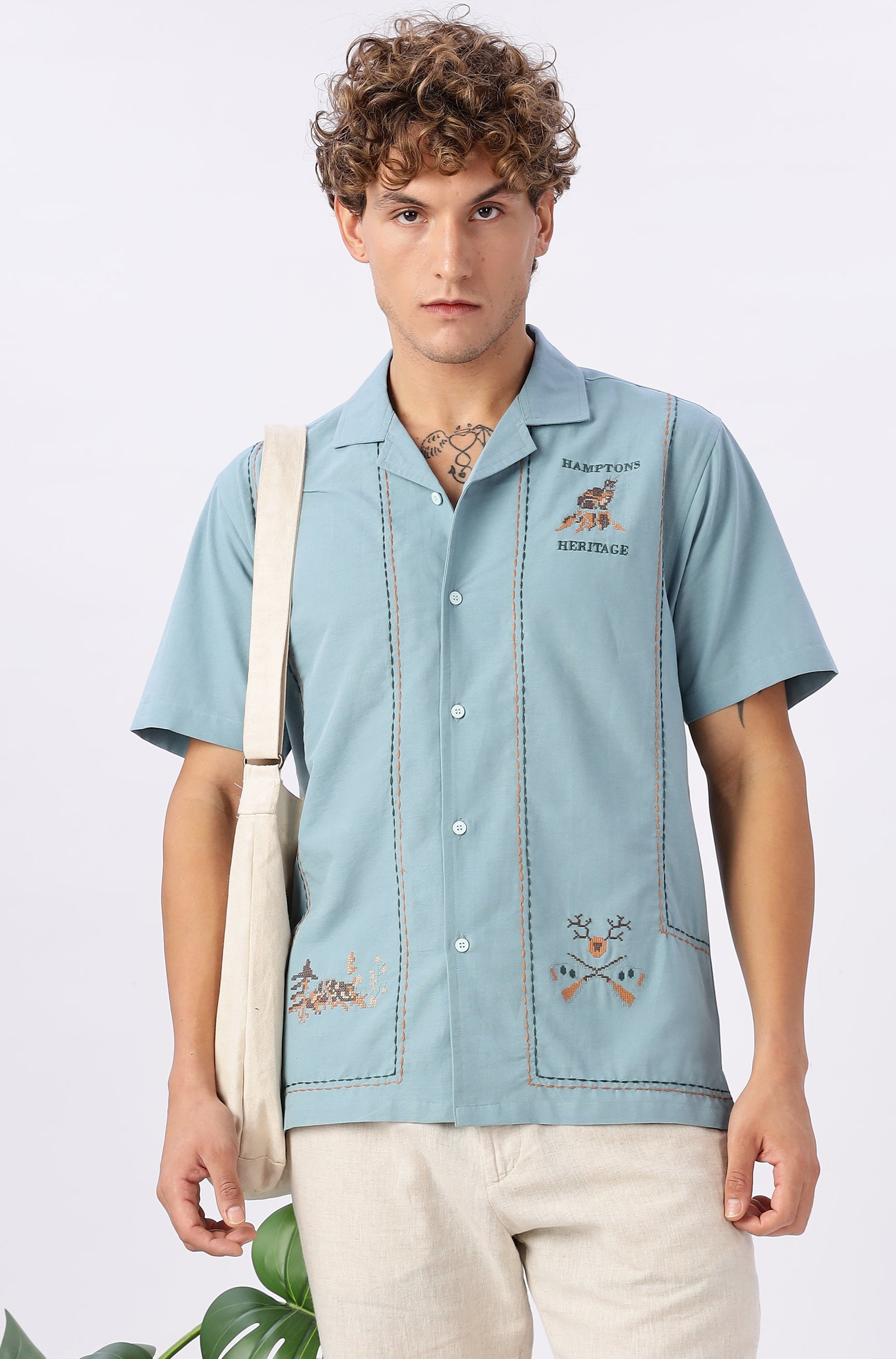 Heritage Coast Embroidered Cuban Collar Shirt