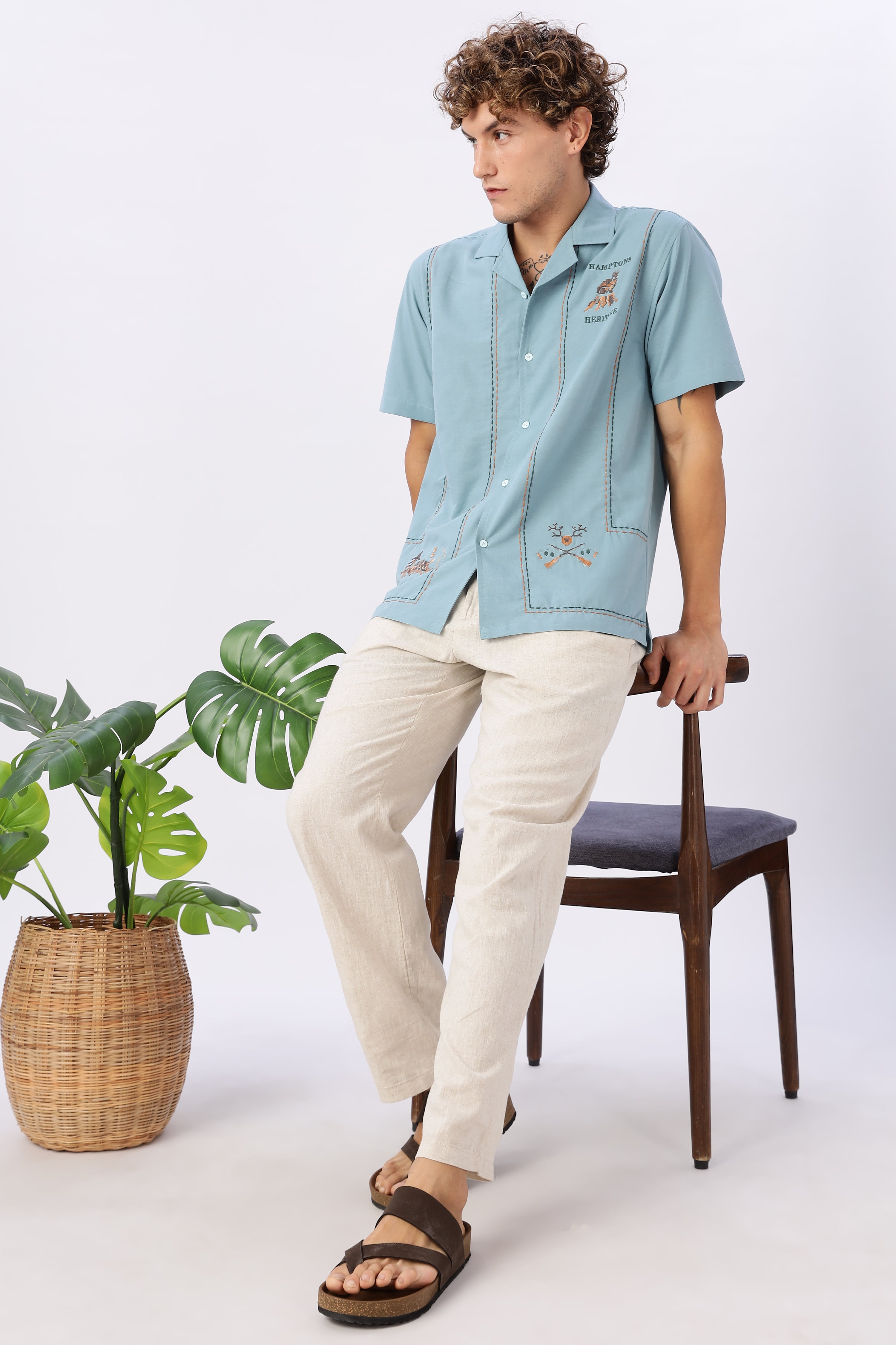 Heritage Coast Embroidered Cuban Collar Shirt