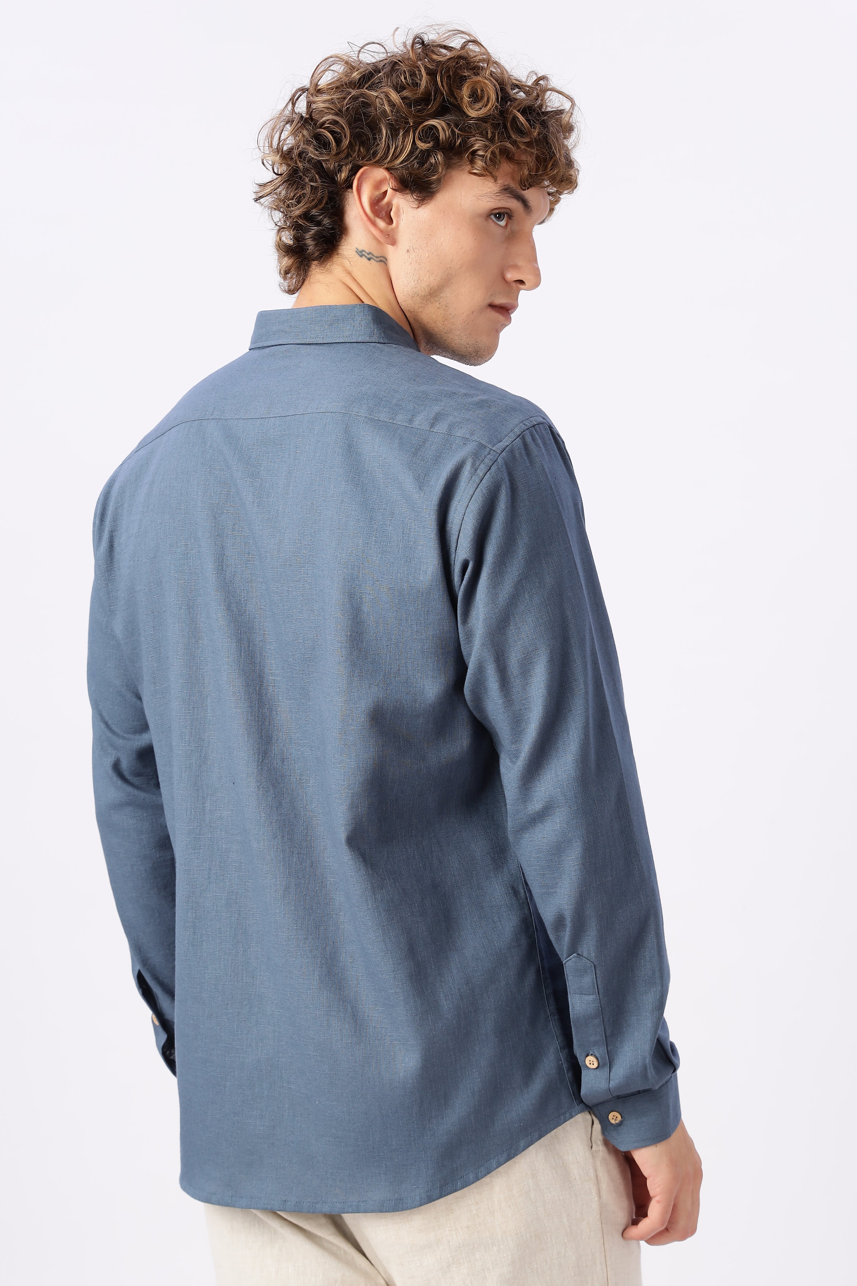 The Hot Air Dreamer Chambray Blue Embroidered Shirt