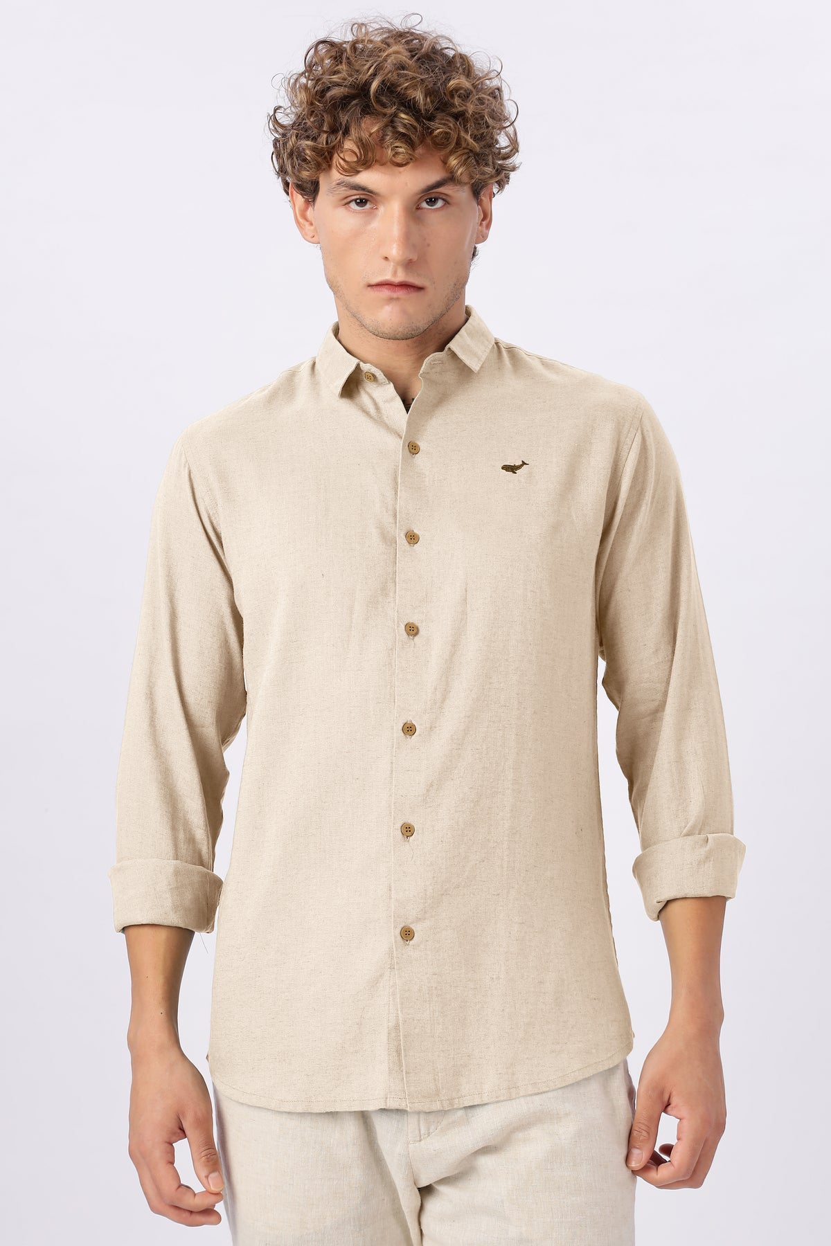 Sand Beige 100% Linen 44 Lea Shirt