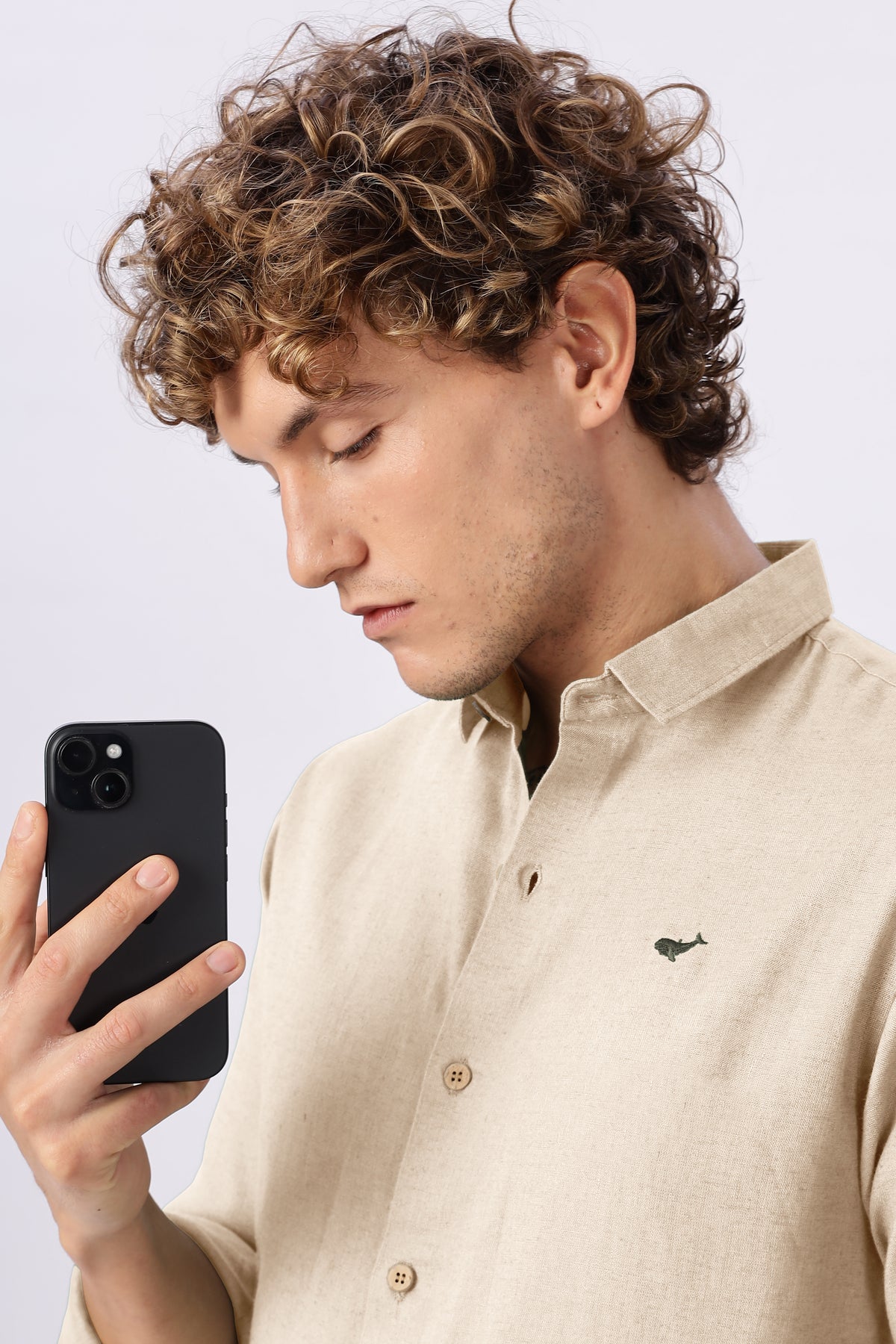 Sand Beige 100% Linen 44 Lea Shirt