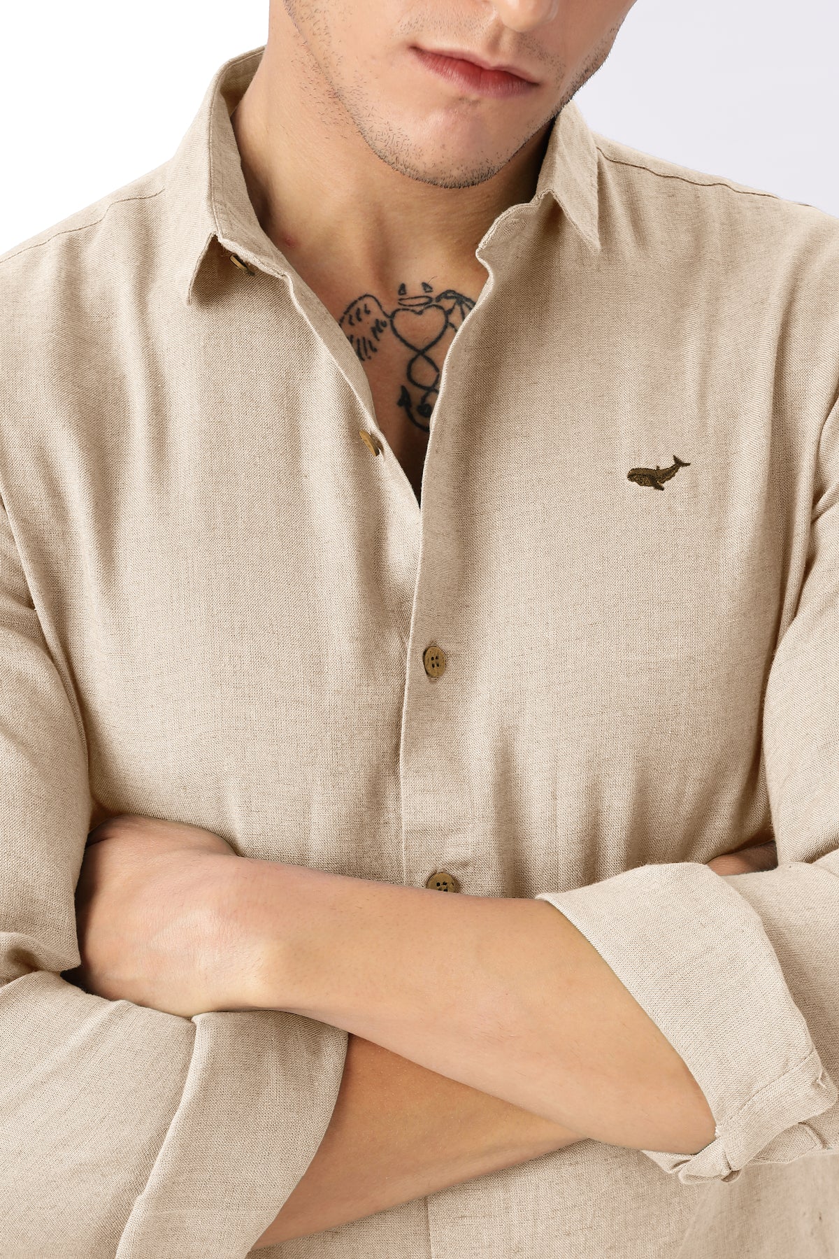 Sand Beige 100% Linen 44 Lea Shirt