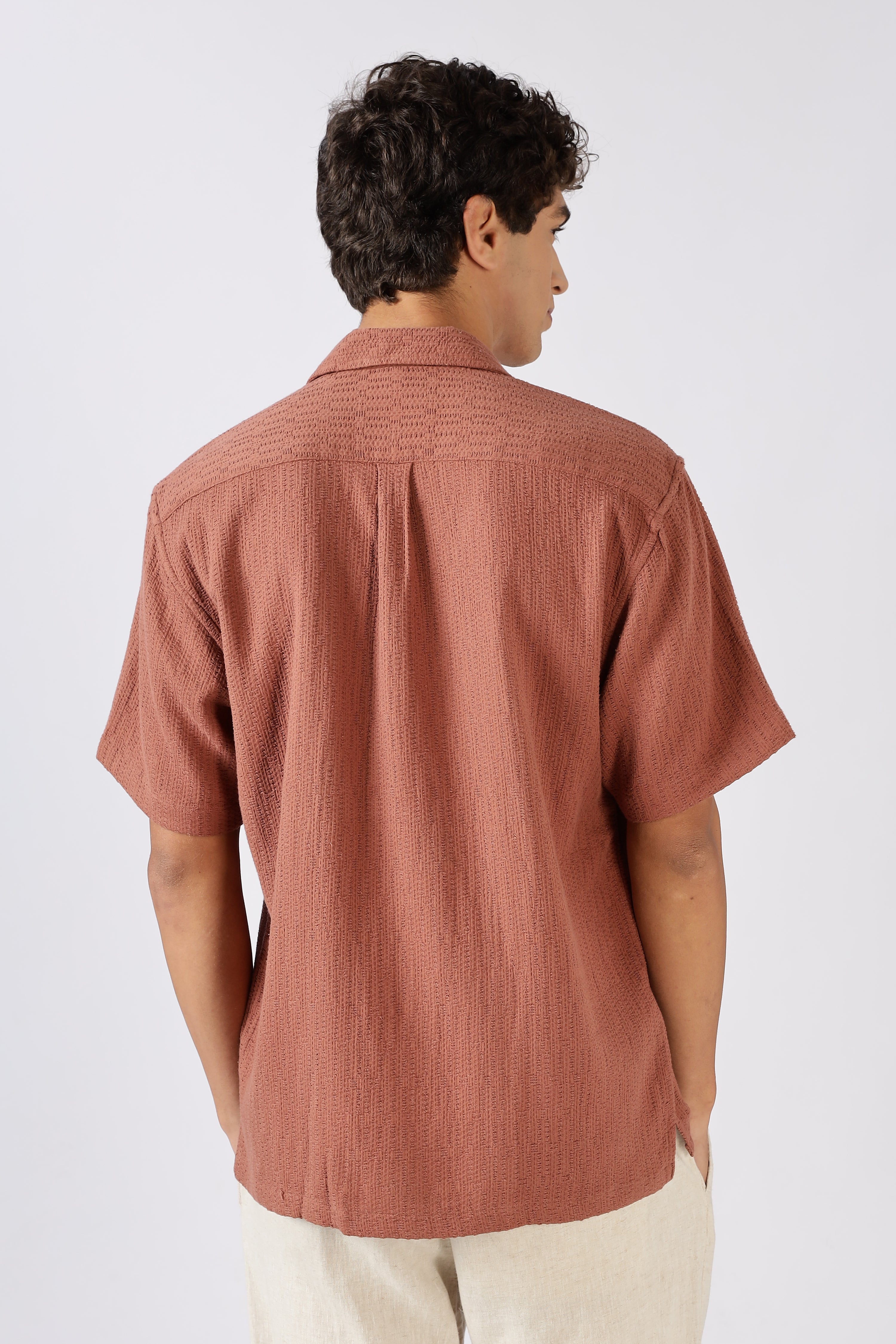 Citrus Spritz Textured Box Fit Orange Embroidered Shirt