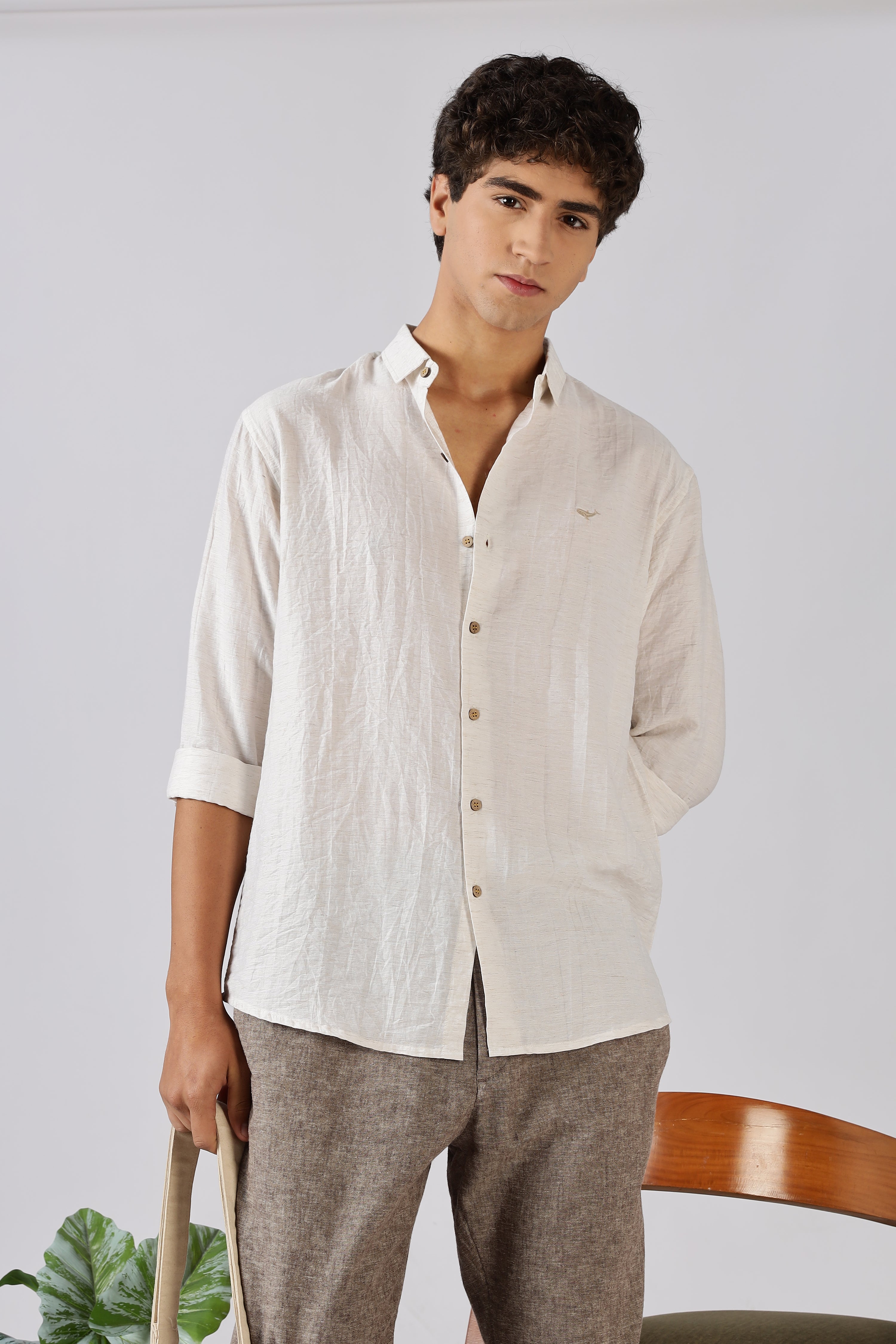 Buy Shoreline Ease Wrinkle Free Nylon-Viscose Regular Fit White