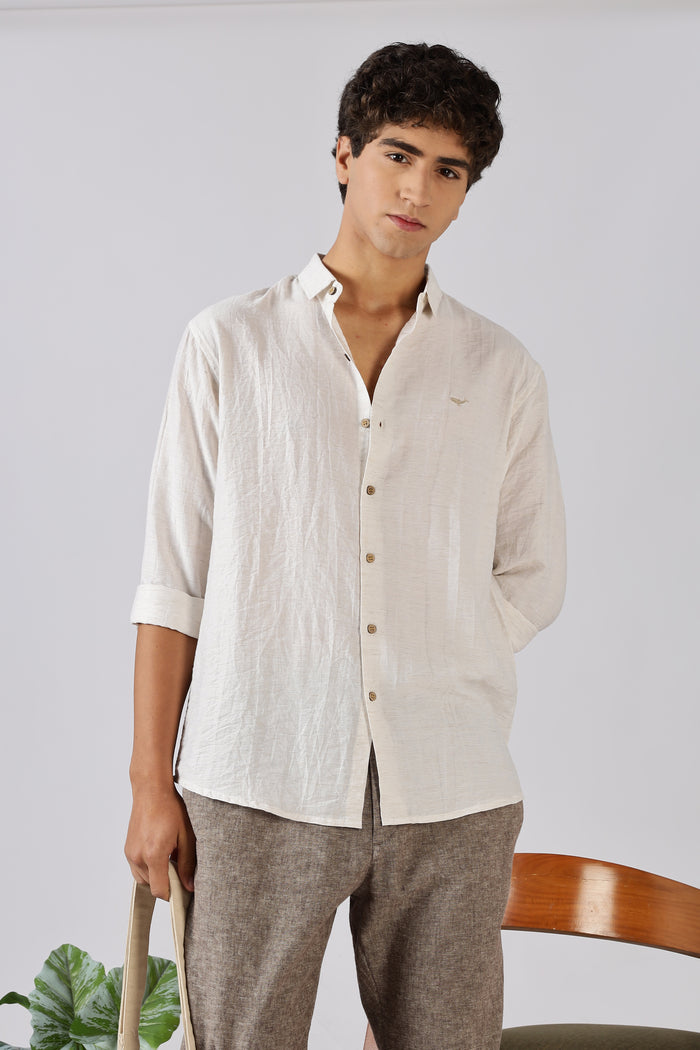 Shoreline Ease Wrinkle Free Nylon-Viscose Regular Fit White Shirt