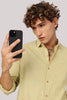Fresh Pistachio 100% Cotton Mock-Linen Essential Shirt