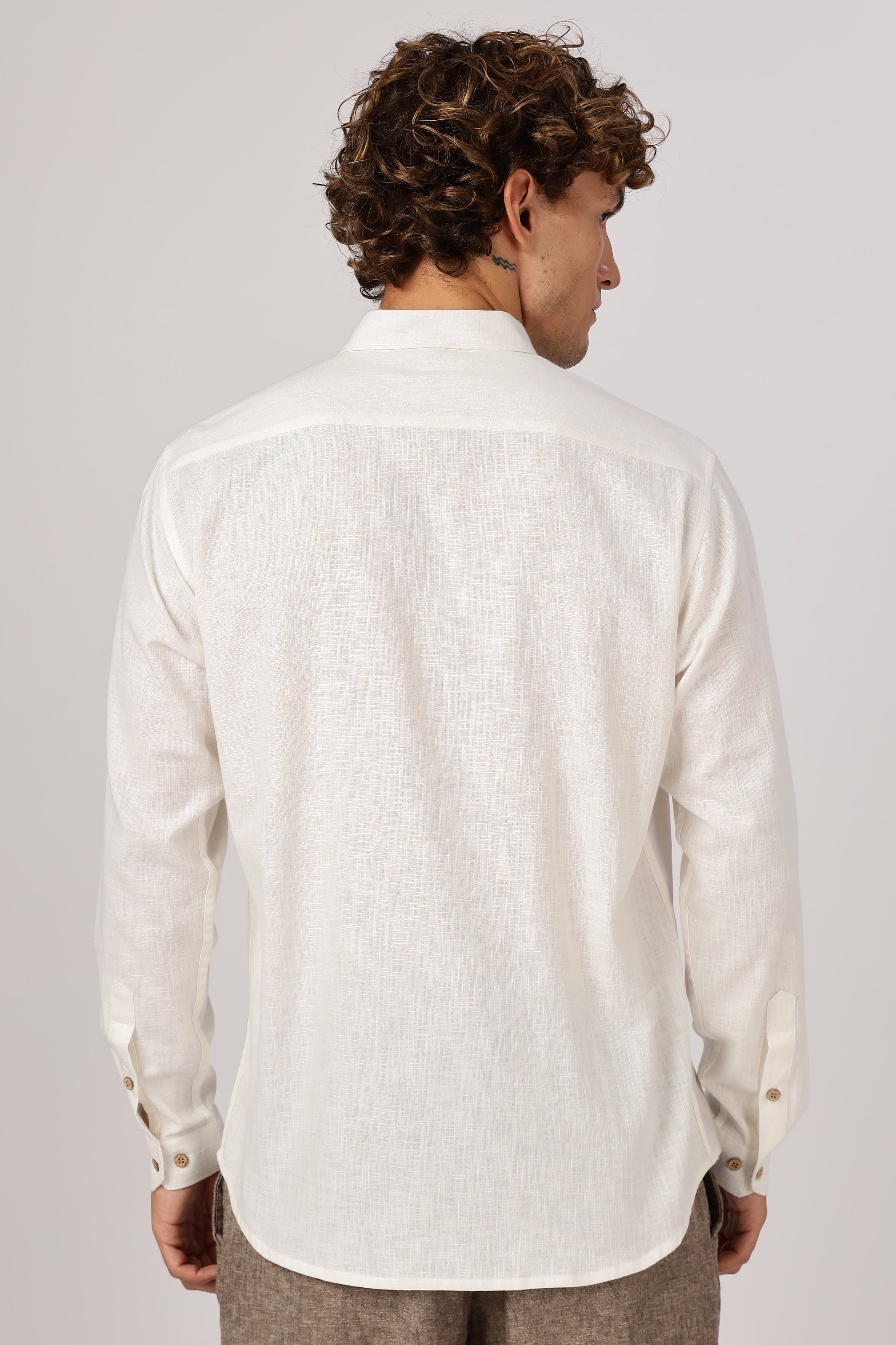 Dublin Ivory 100% Cotton Mock-Linen Essential Shirt