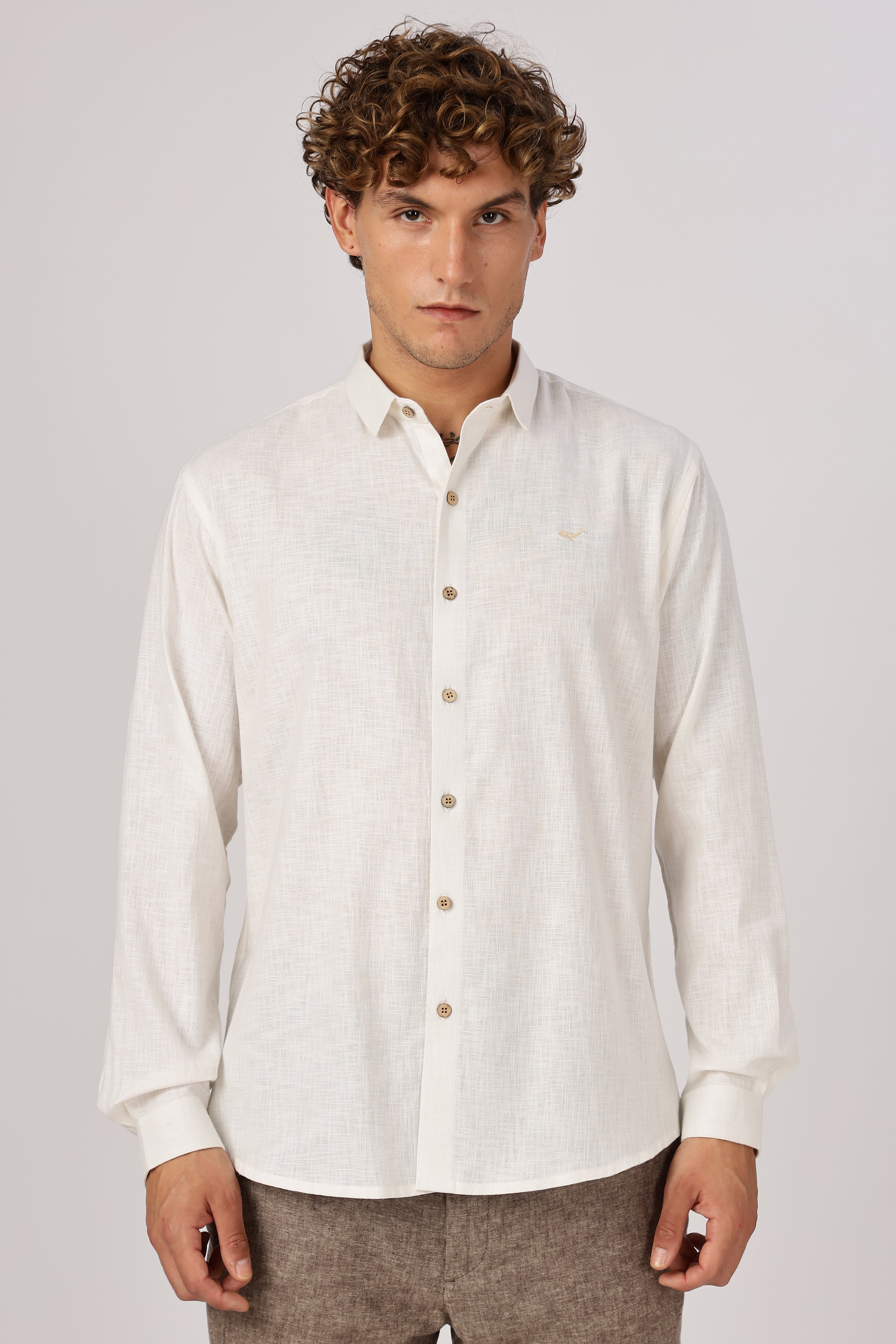 Dublin Ivory 100% Cotton Mock-Linen Essential Shirt