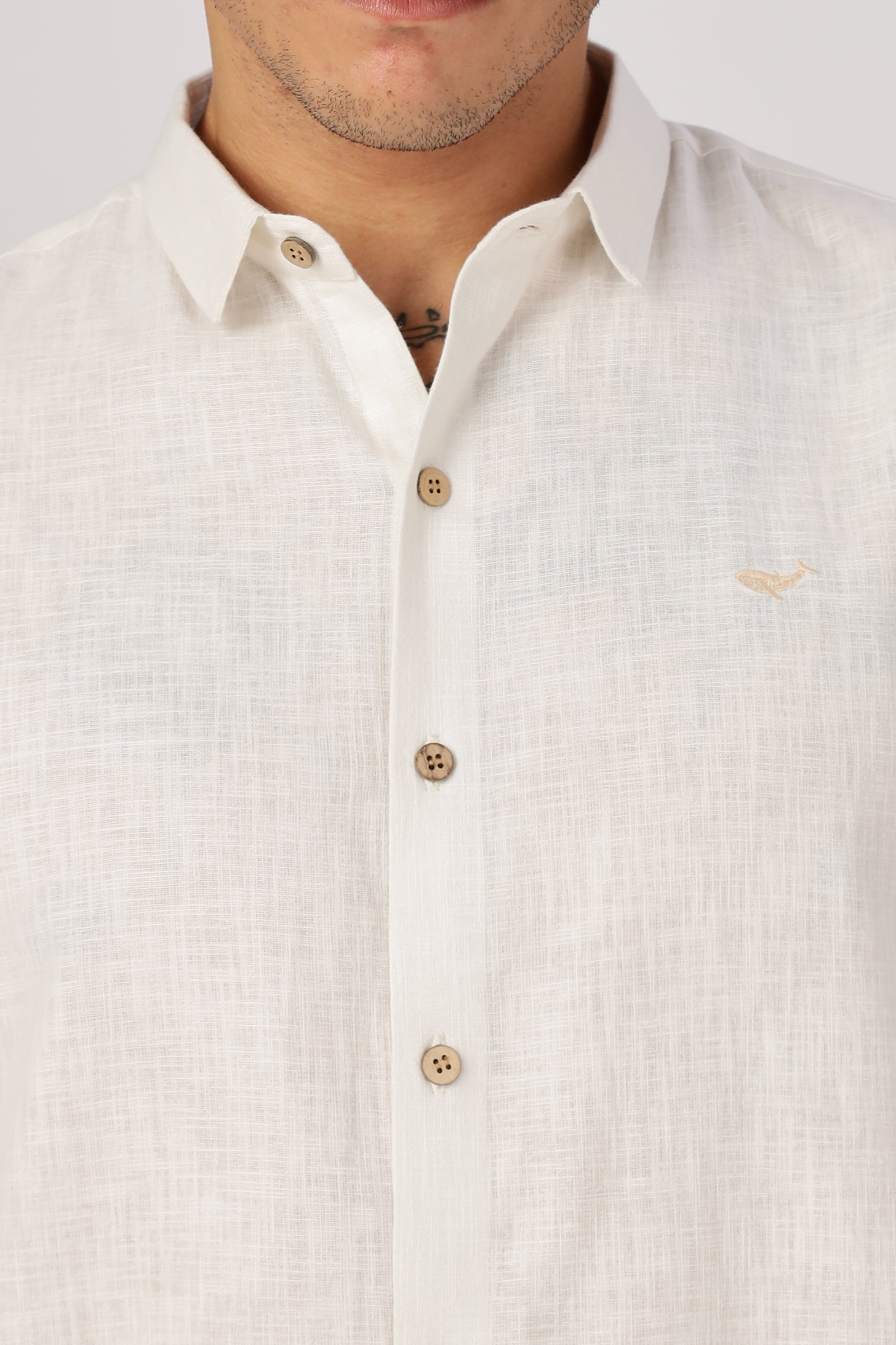 Dublin Ivory 100% Cotton Mock-Linen Essential Shirt
