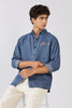 Classic Pixel Play Cotton Regular Fit Blue Embroidered Denim Shirt